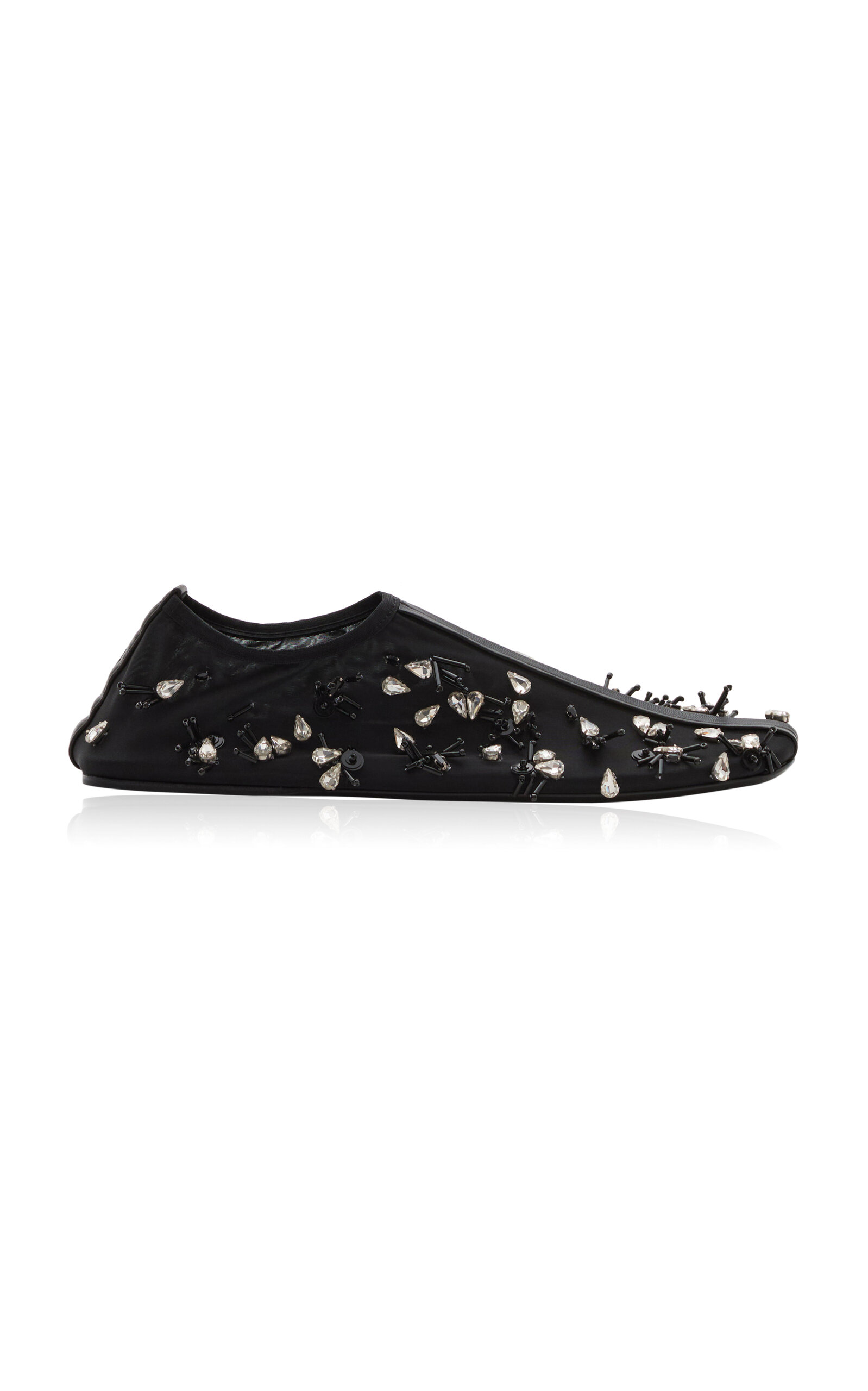 Christopher Esber Frosted Bead-embellished Mesh Flats In Black