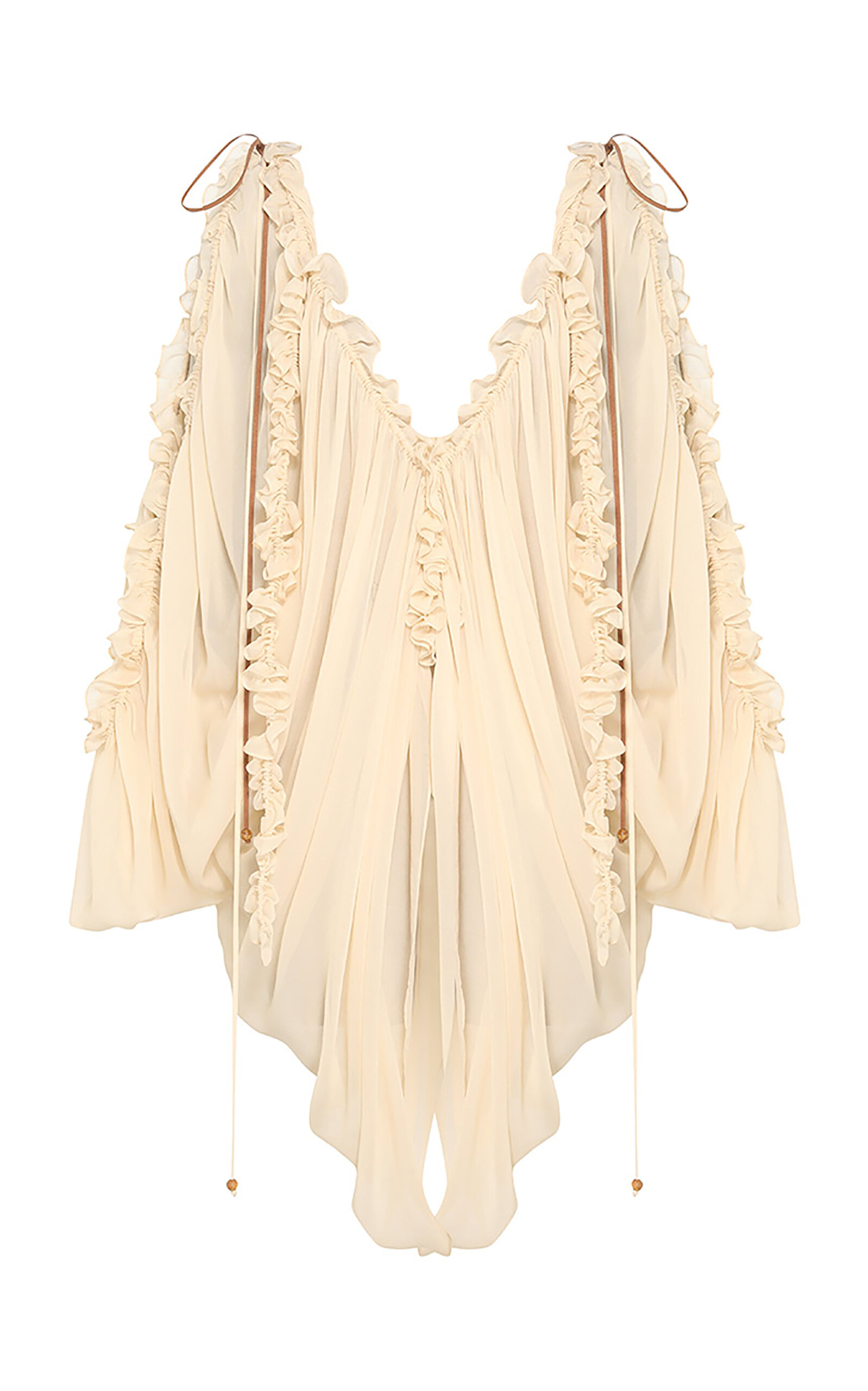 Zimmermann Illuminate Ruffled Georgette Tunic Top - Nude