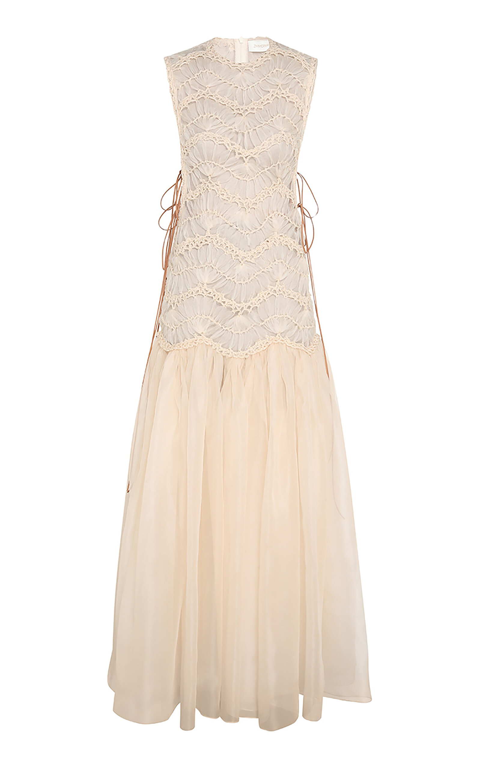 Zimmermann Illuminate Macrame Silk Maxi Dress - Off-White