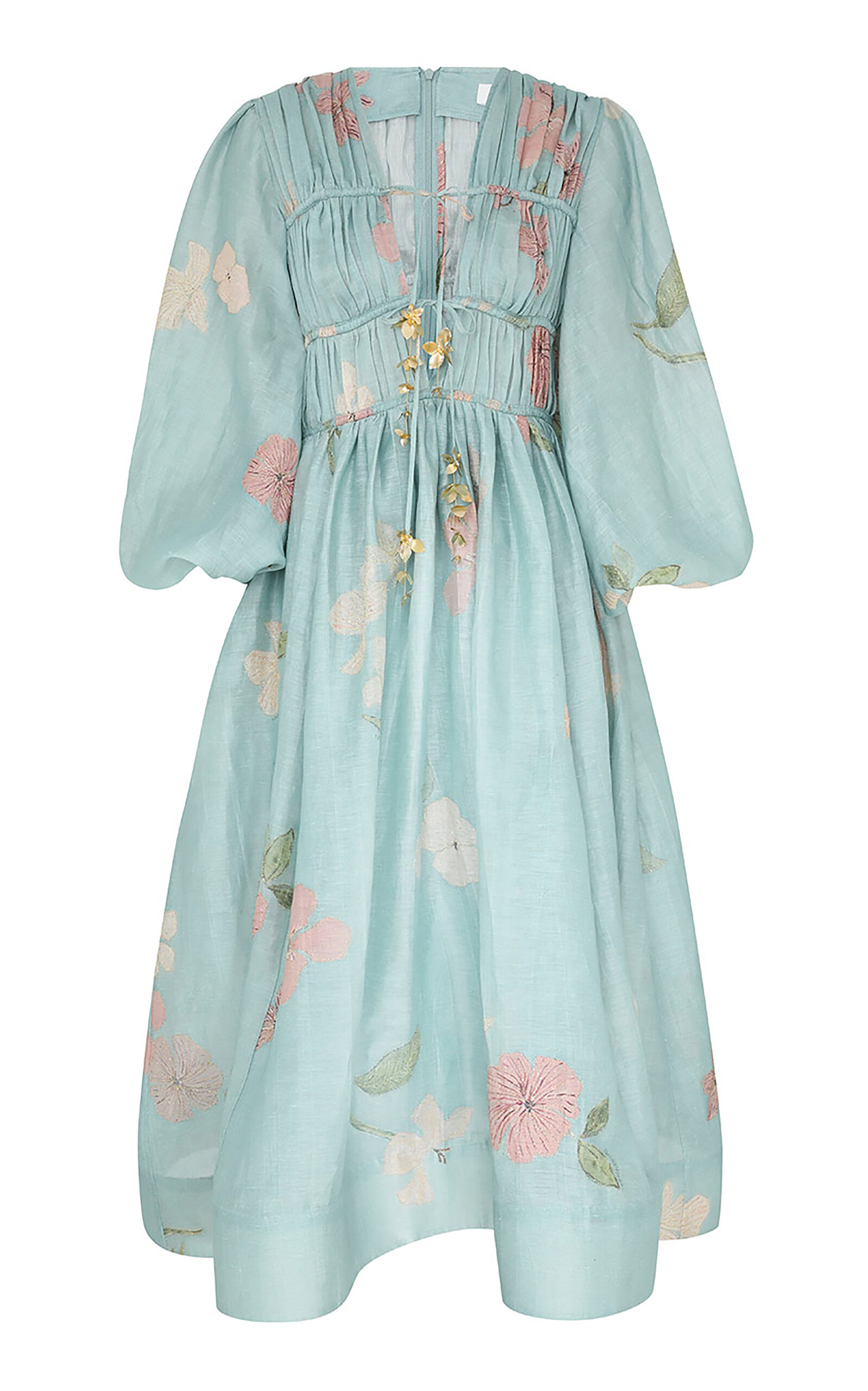 Shop Zimmermann Illuminate Drawn Billow Dress In Light Blue