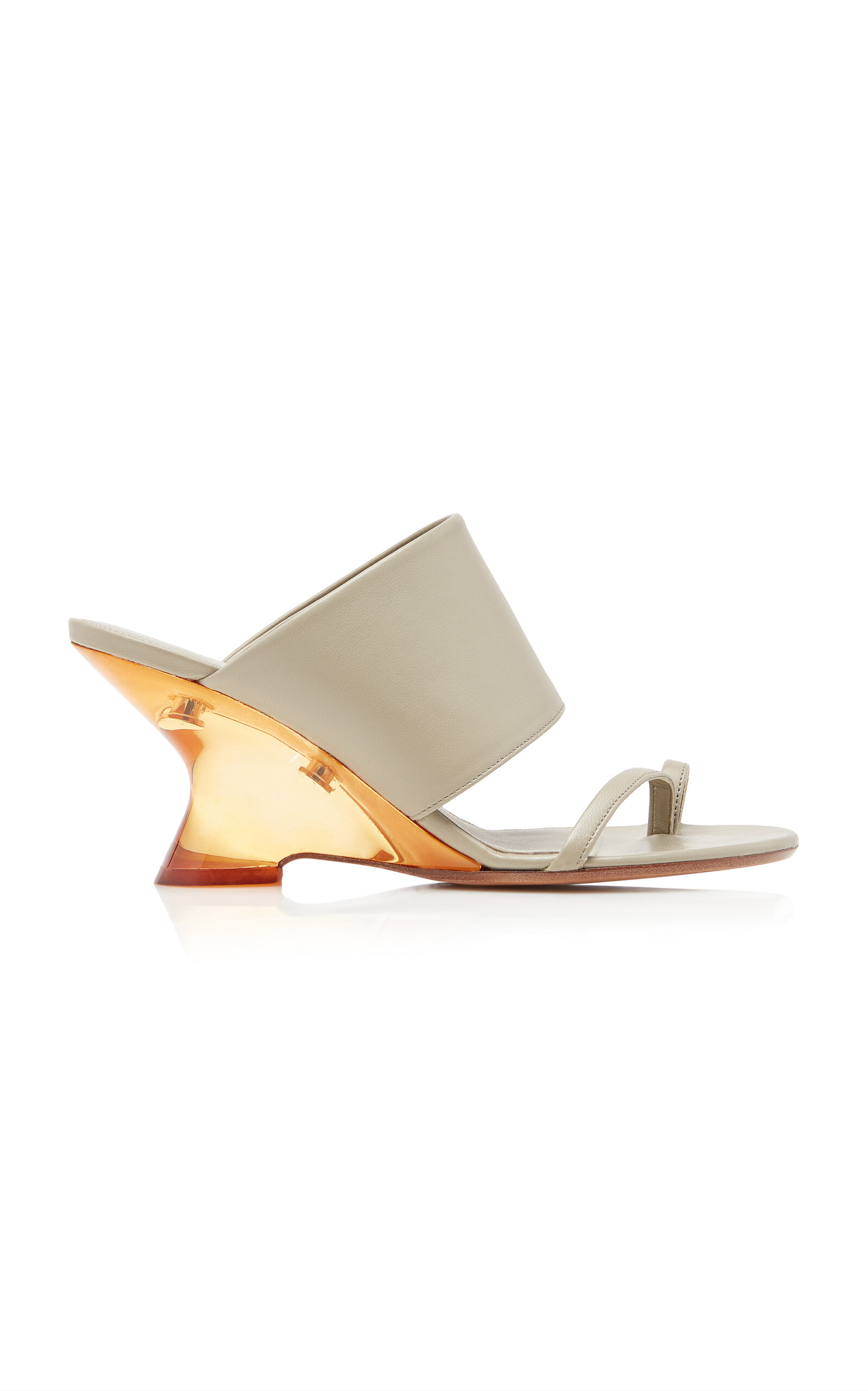 Dries Van Noten Wide-strap Leather Sandals In Taupe