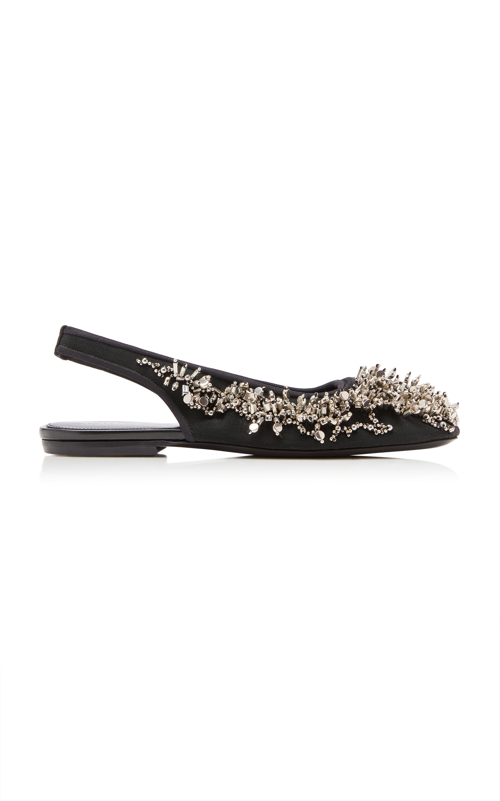 DRIES VAN NOTEN EMBROIDERED MESH SLINGBACK FLATS