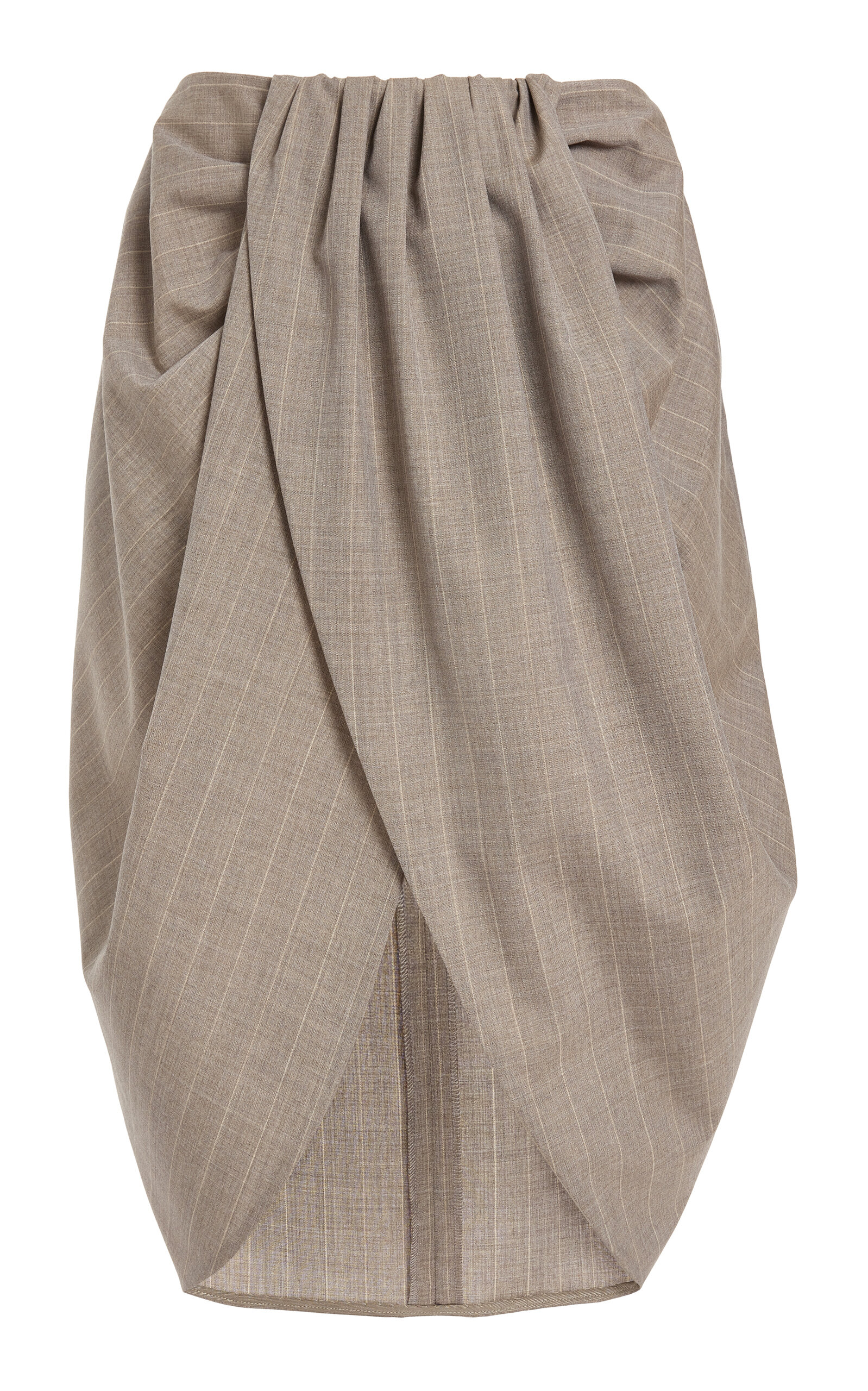 Stella Mccartney Draped Wool Melange Midi Skirt In Grey