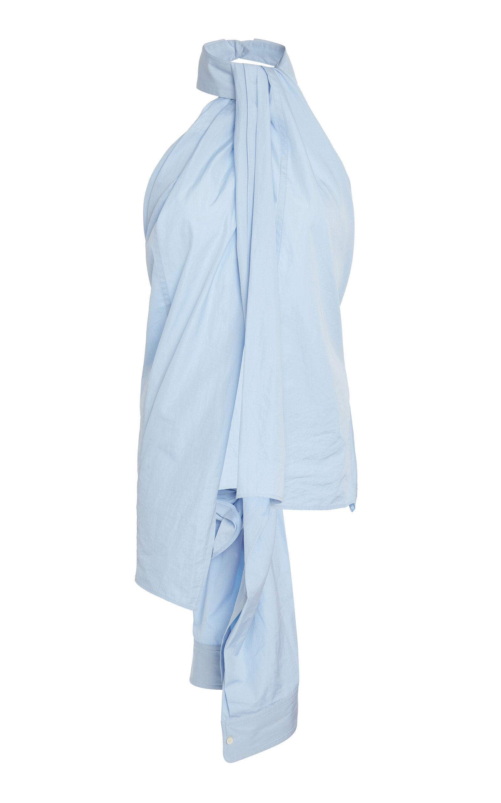 Stella McCartney Shirt-Detail Cotton-Poplin Halter Top - Light Blue