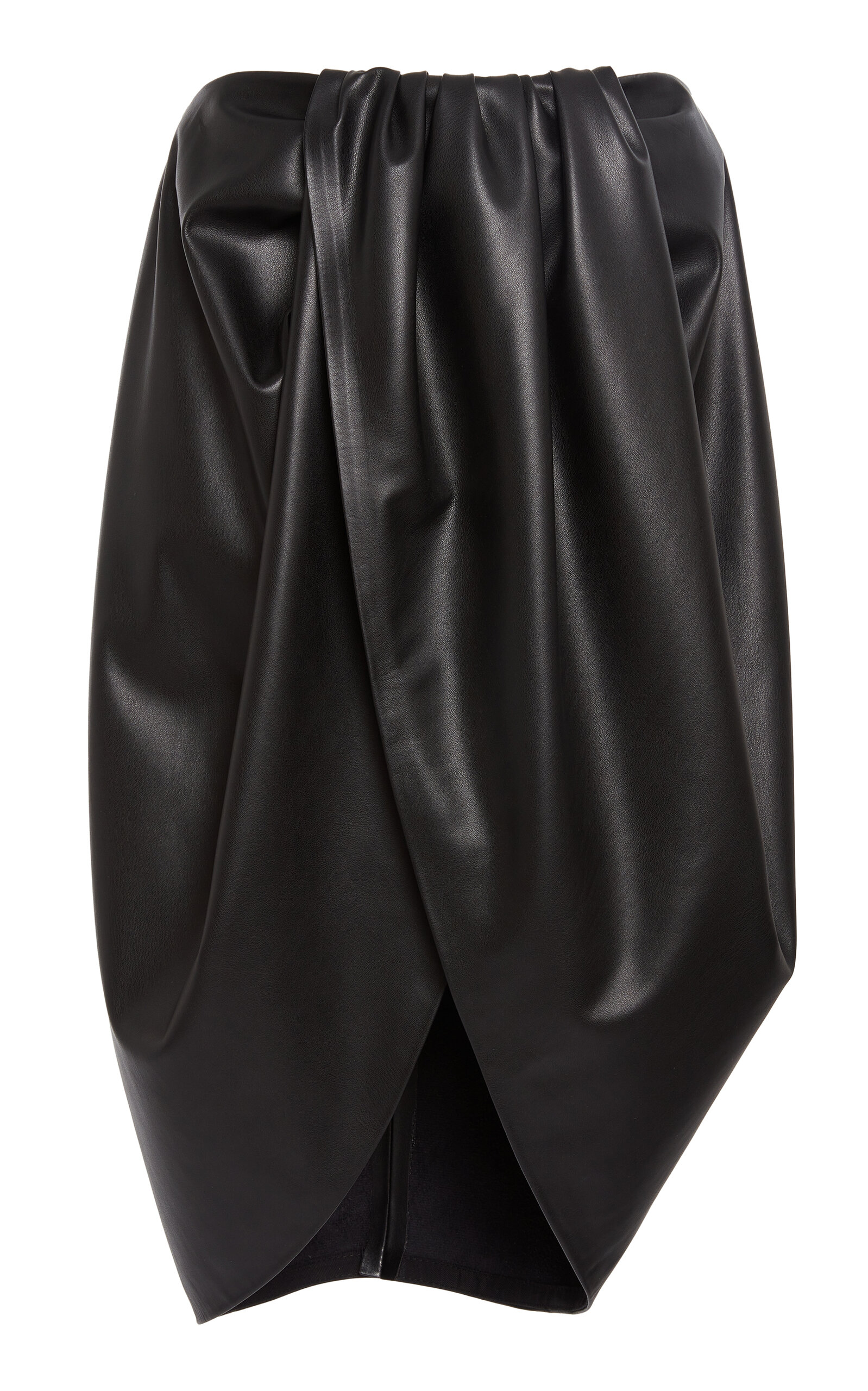 Stella Mccartney Draped Altermat Vegan Leather Midi Skirt In Black