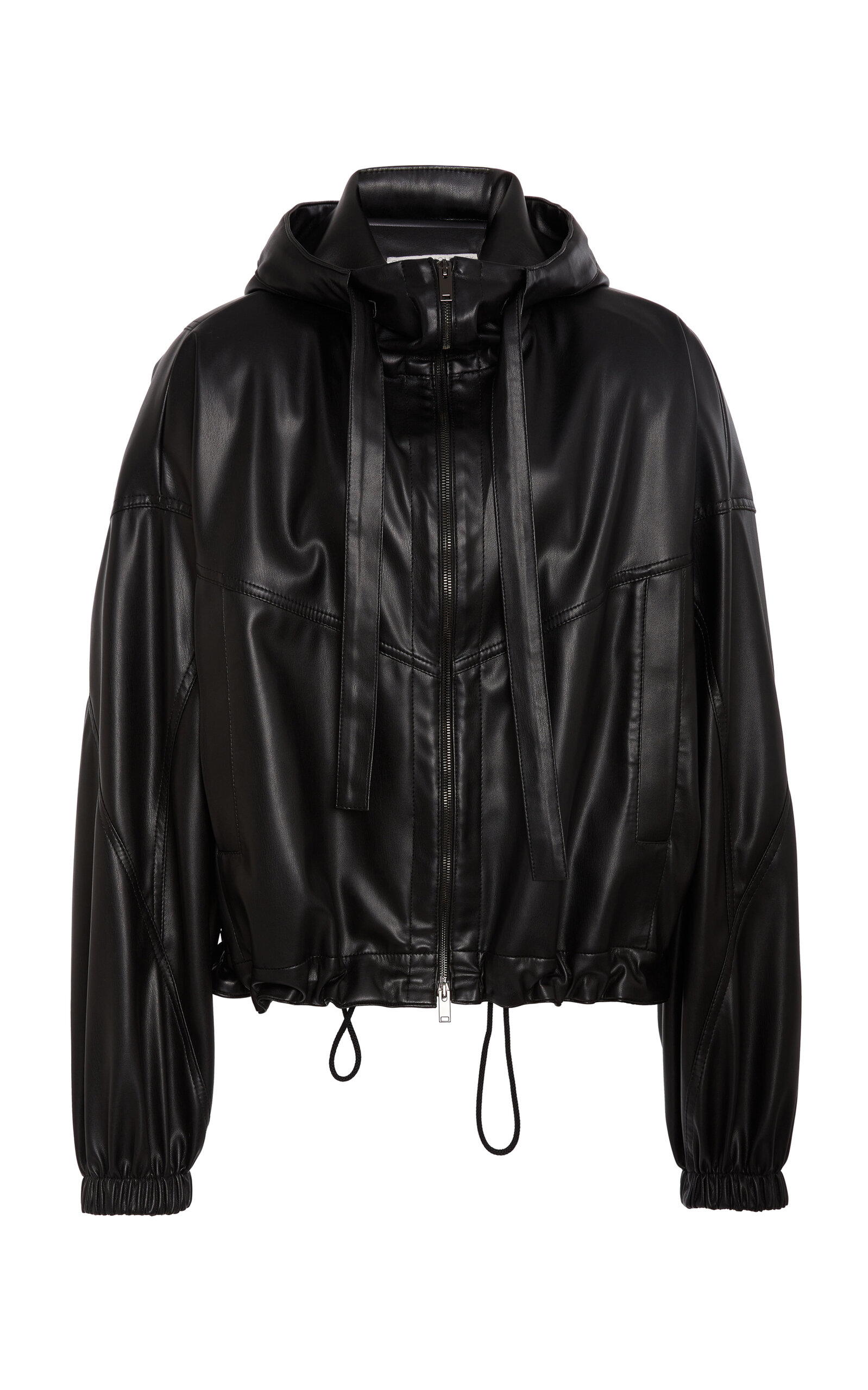 Stella McCartney Hooded Altermat Vegan Leather Bomber Jacket - Black