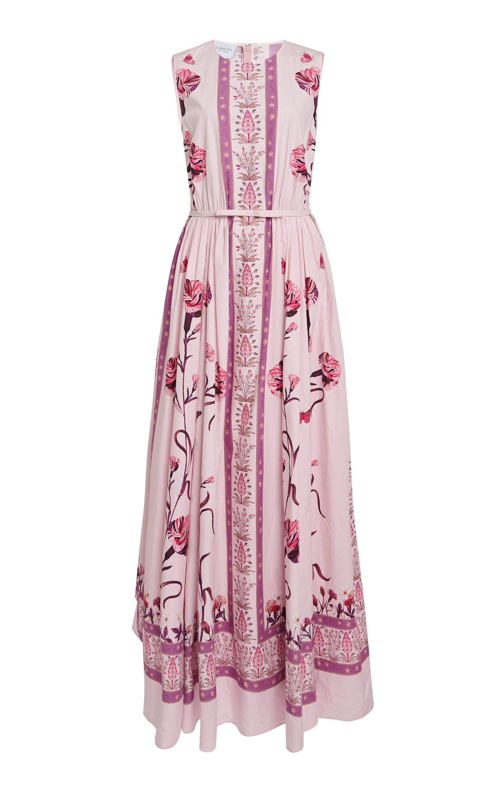 Giambattista Valli Printed Cotton-poplin Maxi Dress In Light Pink