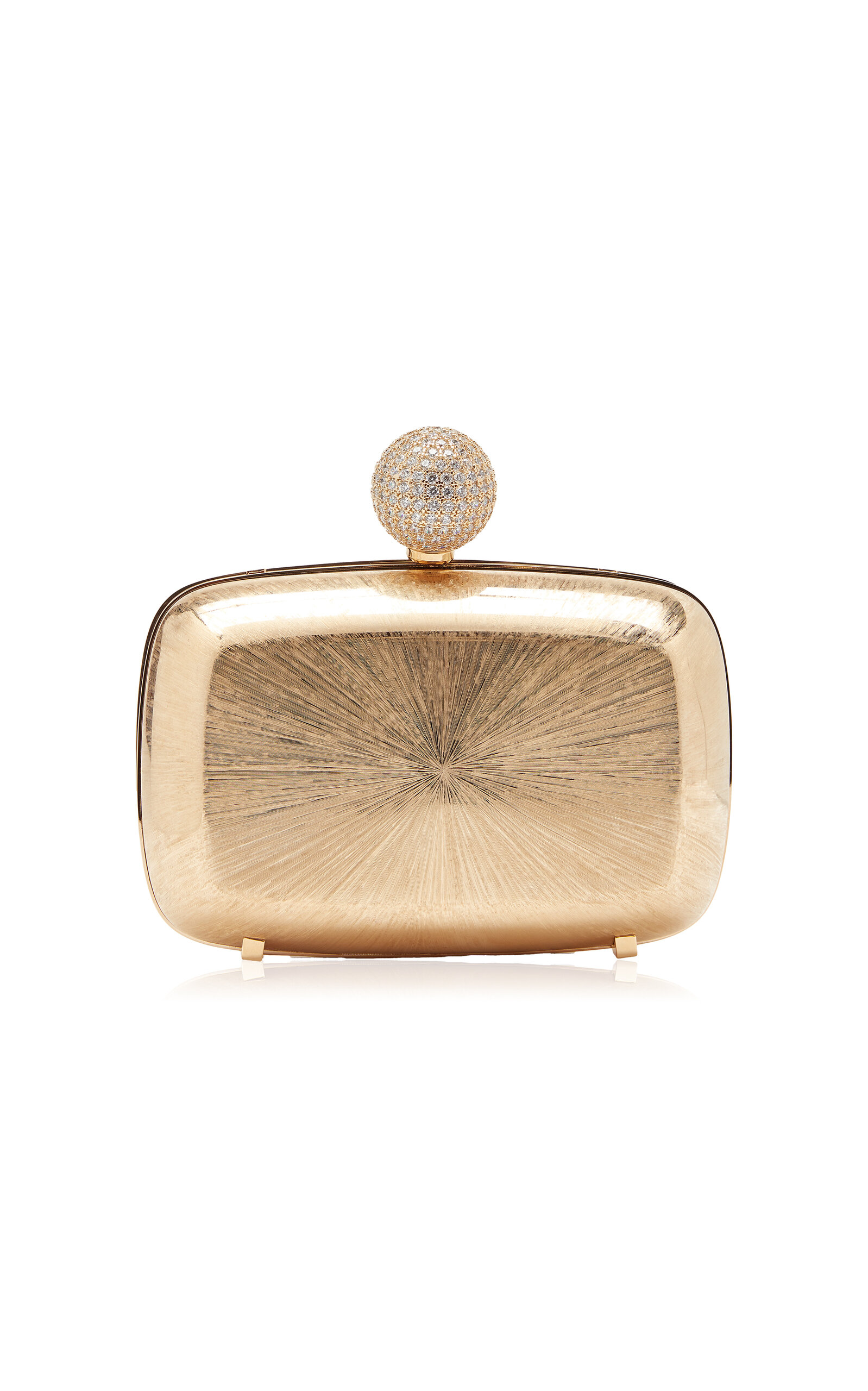 Roger Vivier Broche Embellished Metallic Clutch Gold OS