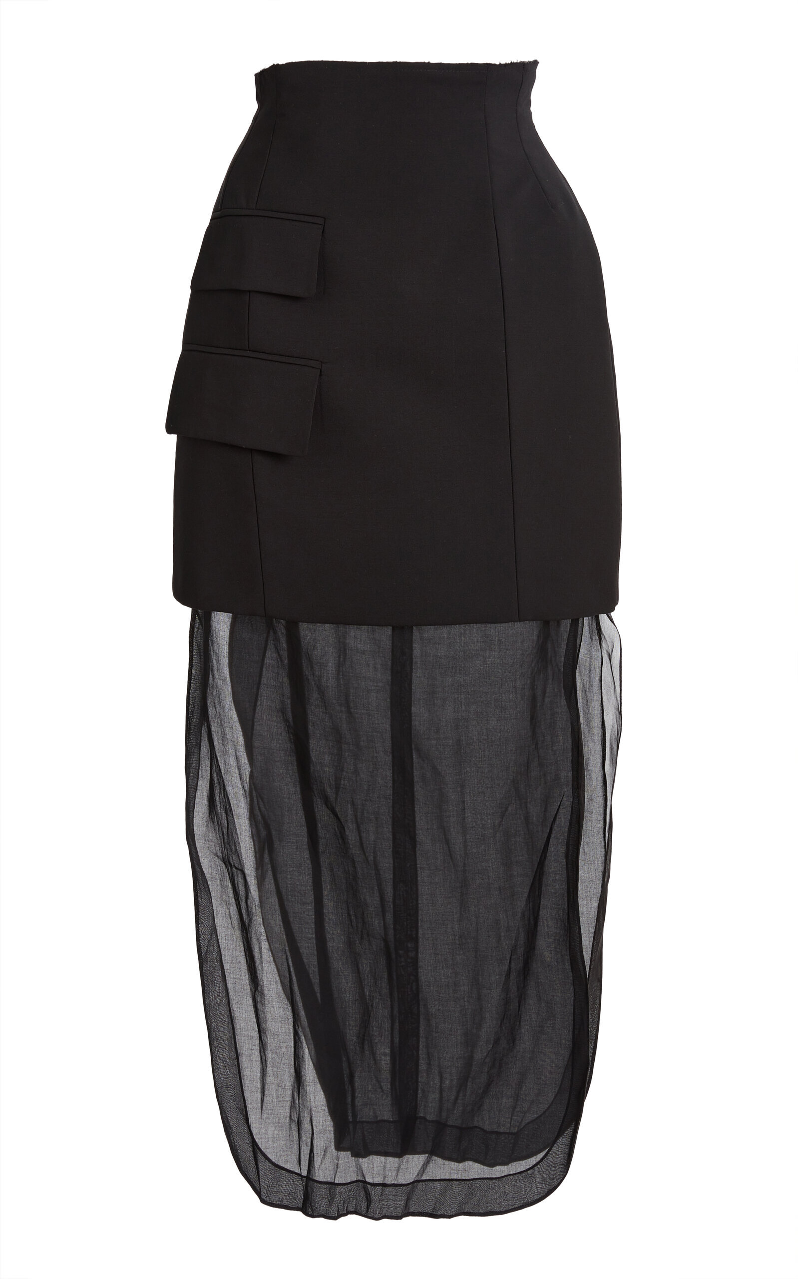 A.W.A.K.E. MODE Basque Layered Virgin Wool-Blend Maxi Skirt