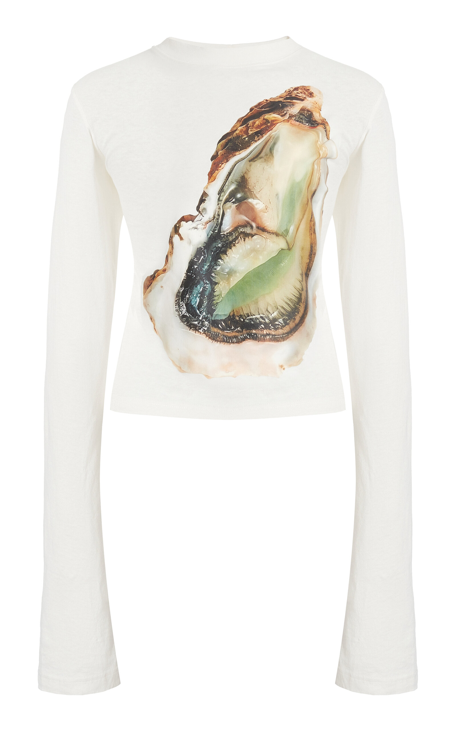Shop A.w.a.k.e. Oyster Graphic Long Sleeve Tee In Off-white