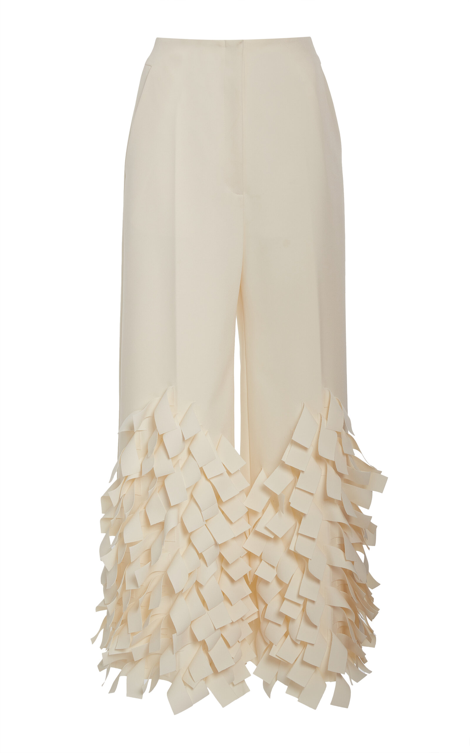 A.W.A.K.E. MODE Appliquéd Crepe Wide-Leg Culottes - Ivory - Women's Clothing