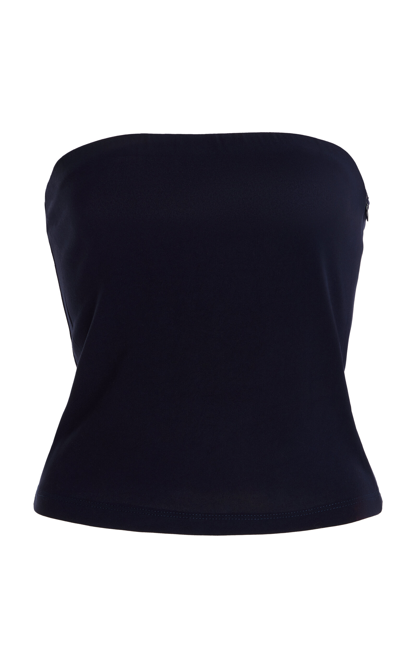 Anemos Ritts Strapless Stretch-twill Top In Navy