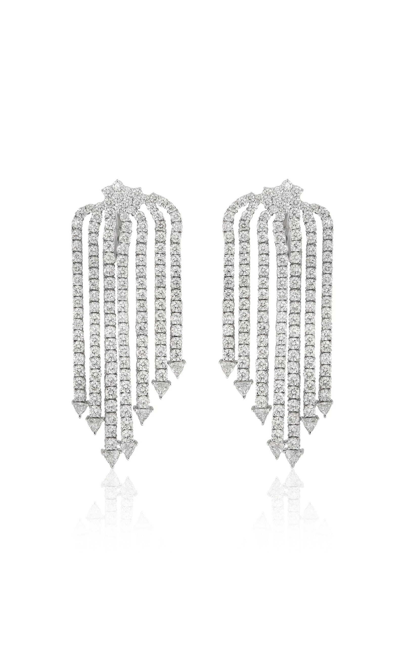 Khepri 18k White Gold Fringe Diamond Earrings