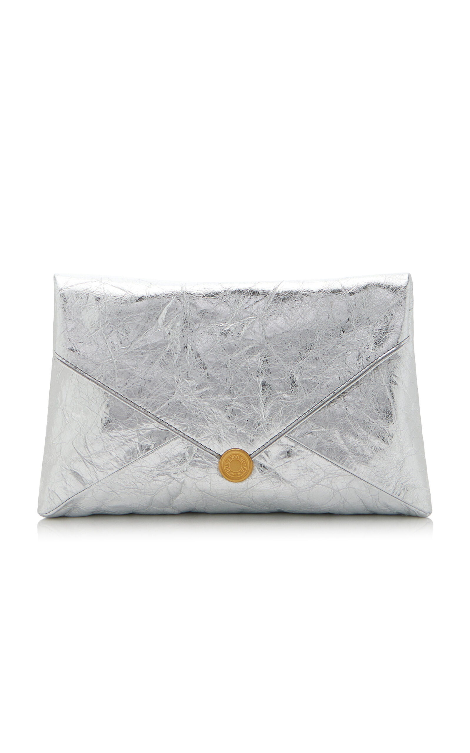 Crushed Metallic Leather Clutch