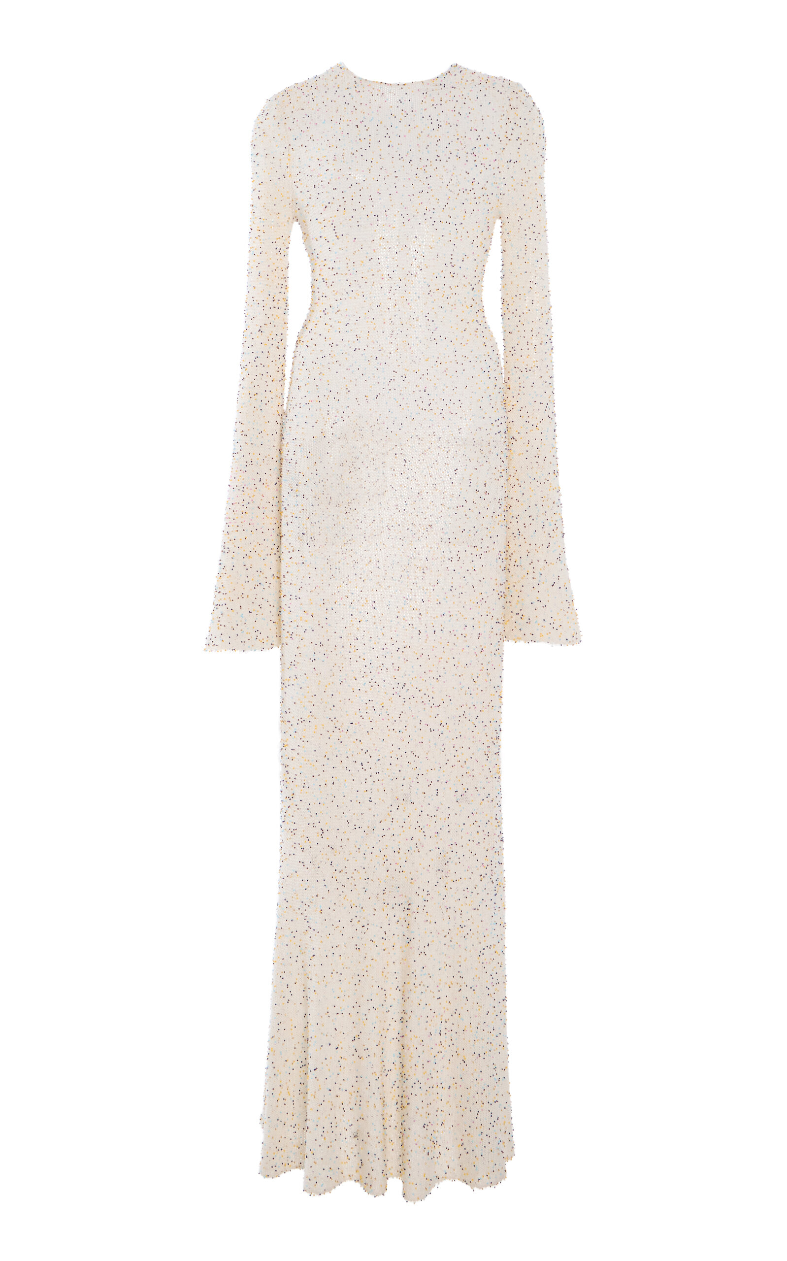Gabriela Hearst Chandra Glass Beaded Cashmere-Silk Knit Maxi Dress - Ivory