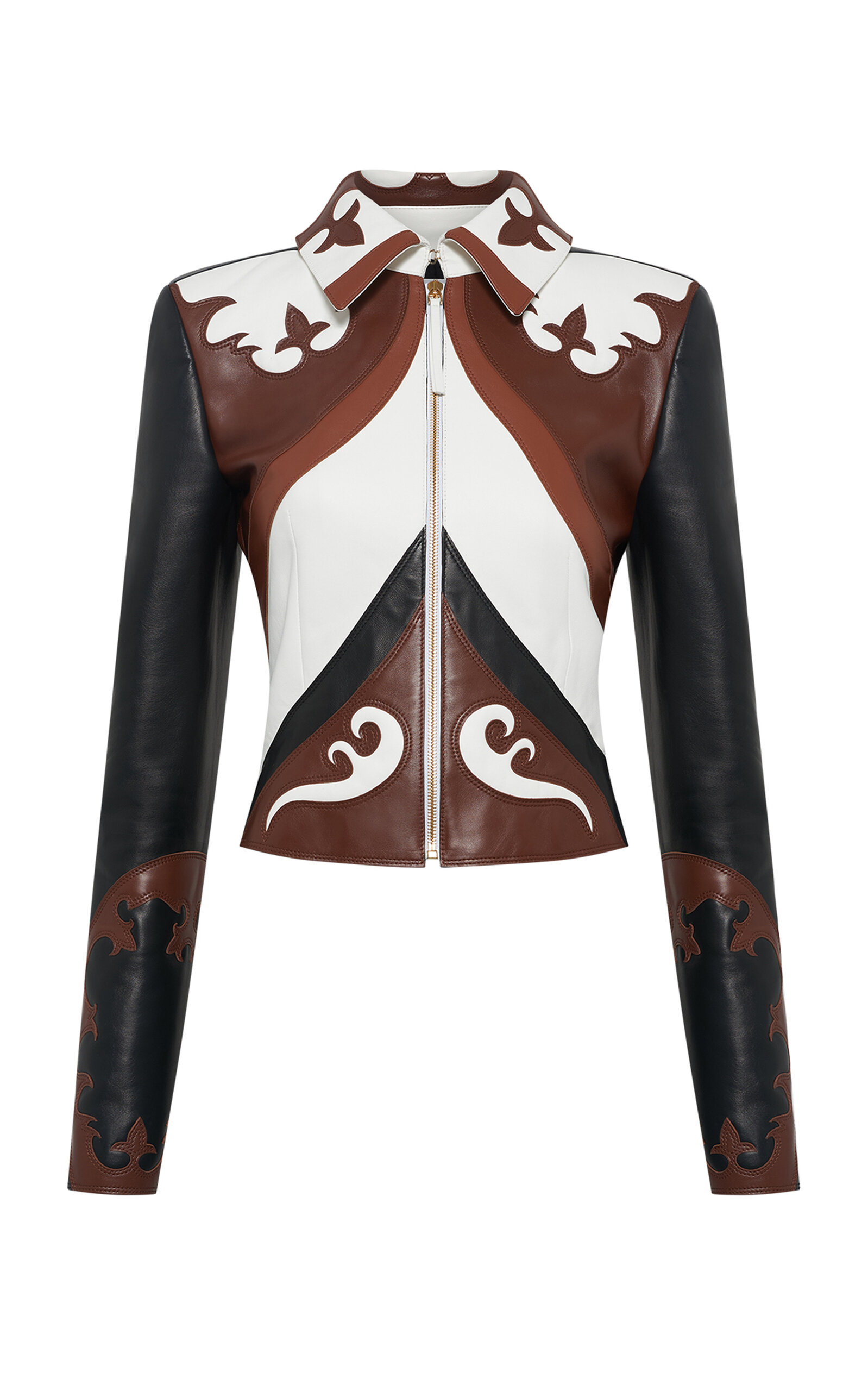 Shop Gabriela Hearst Albie Paneled Leather Jacket In Multi