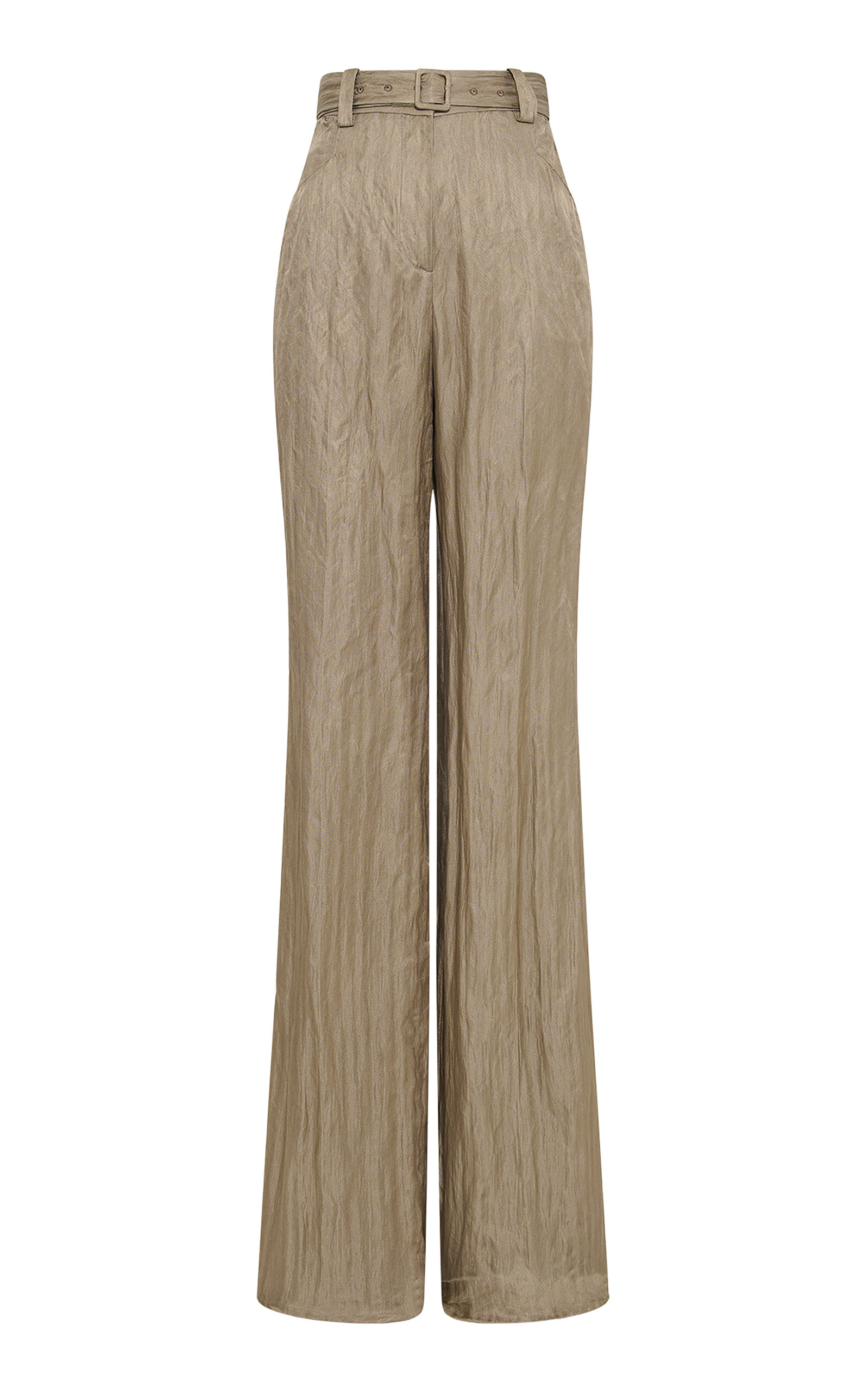 Norman High-Rise Metallic Silk Straight-Leg Pants