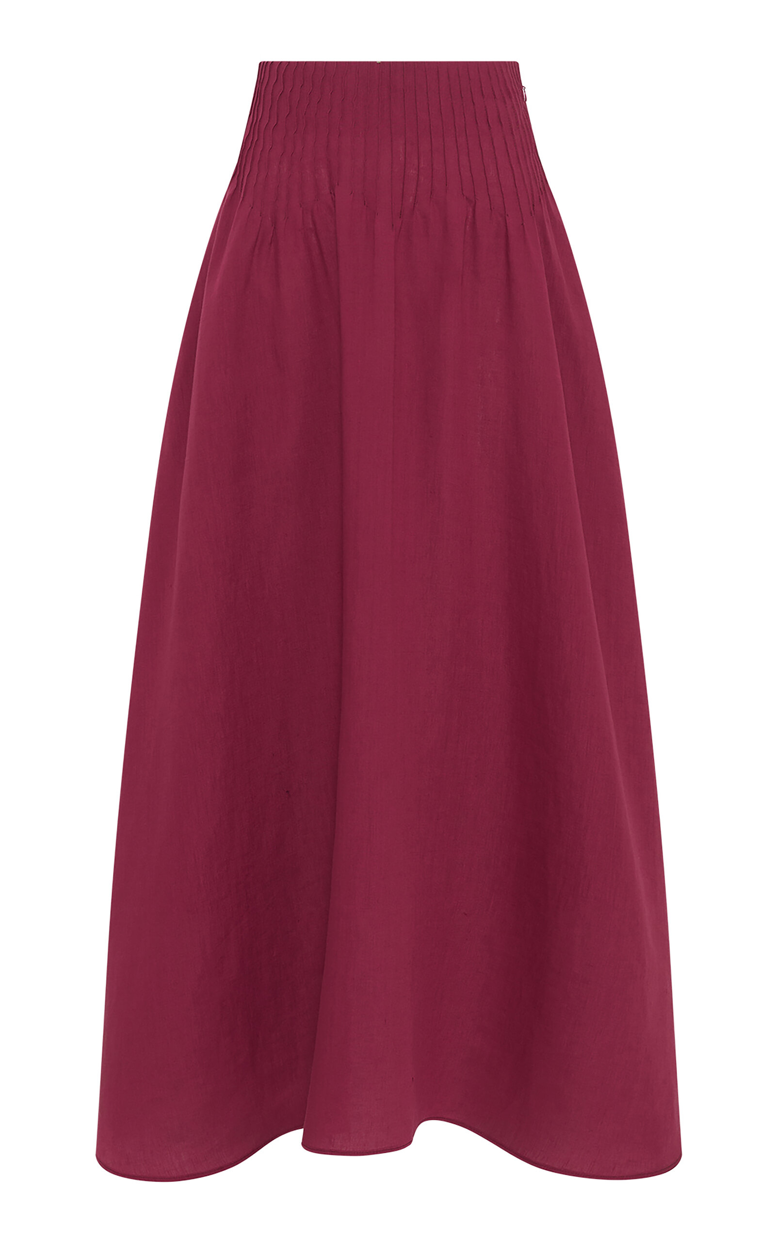 Gabriela Hearst Penelope Pintuck Drop-waist Maxi Linen Skirt In Berry