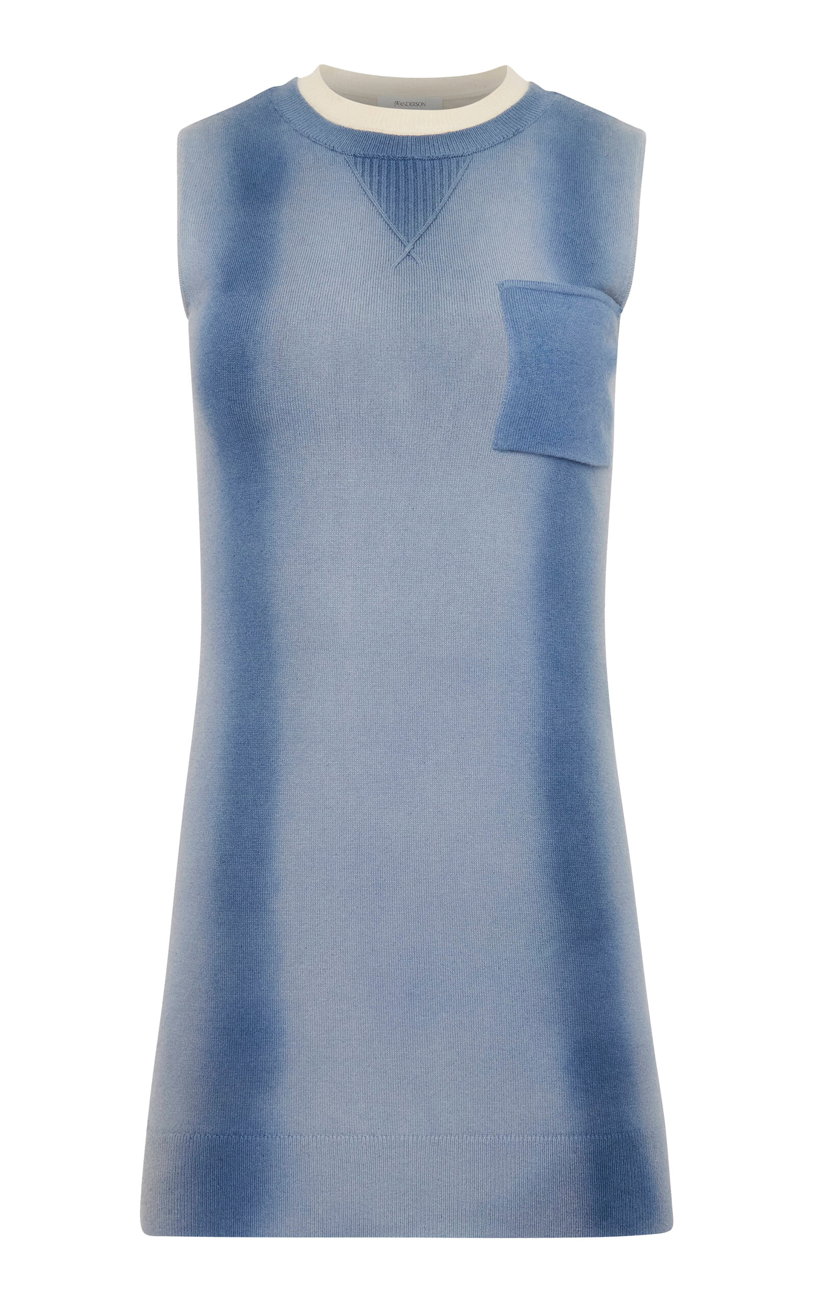 JW Anderson Layered-Neck Cotton-Wool Mini Shift Dress - Blue