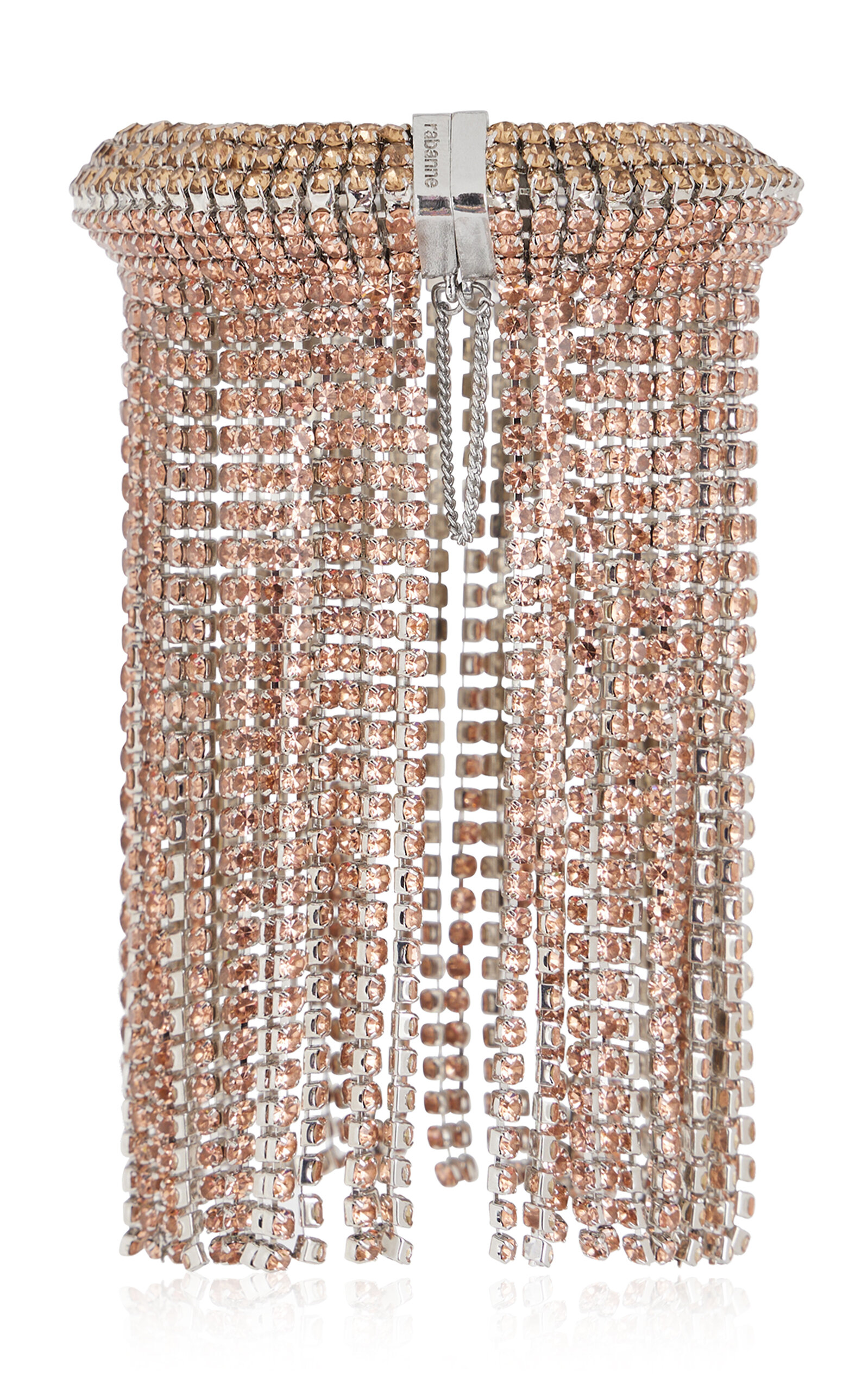 Rabanne Crystal Studded Fringe Cuff Bracelet In Pink