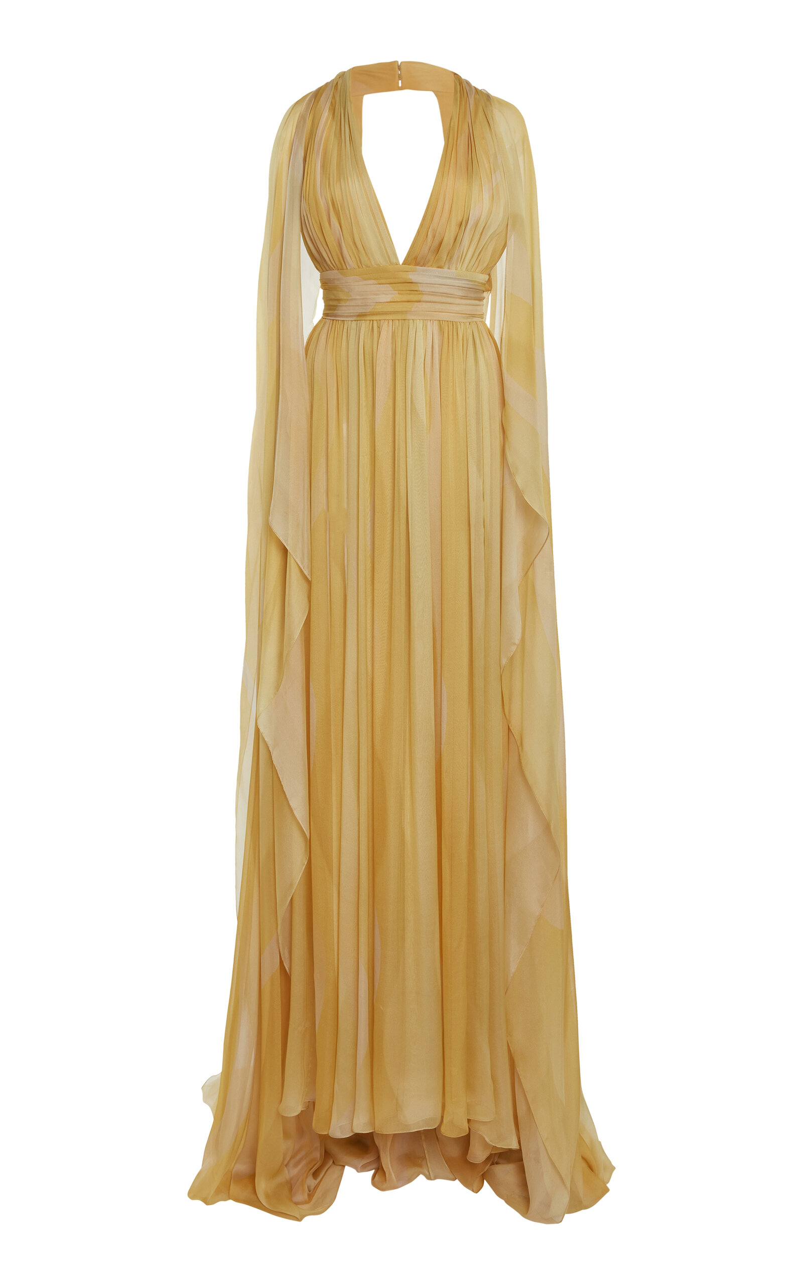ELIE SAAB CAPELET PRINTED SILK GOWN