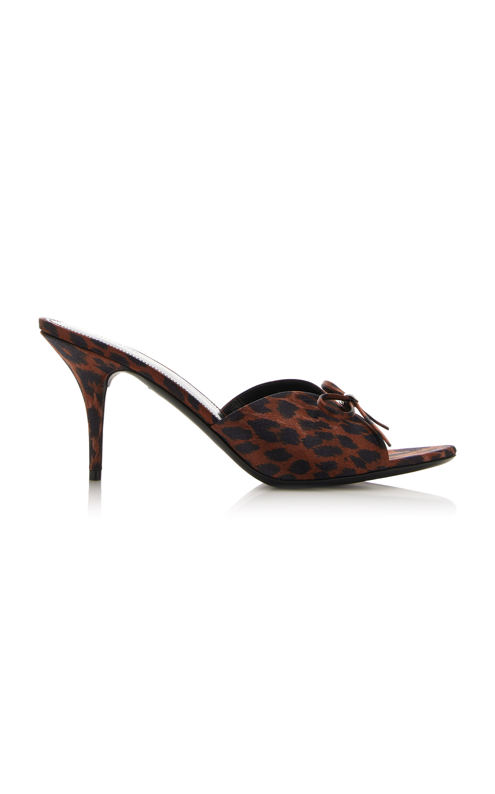 Balenciaga Printed Satiin Knife Bow Mules