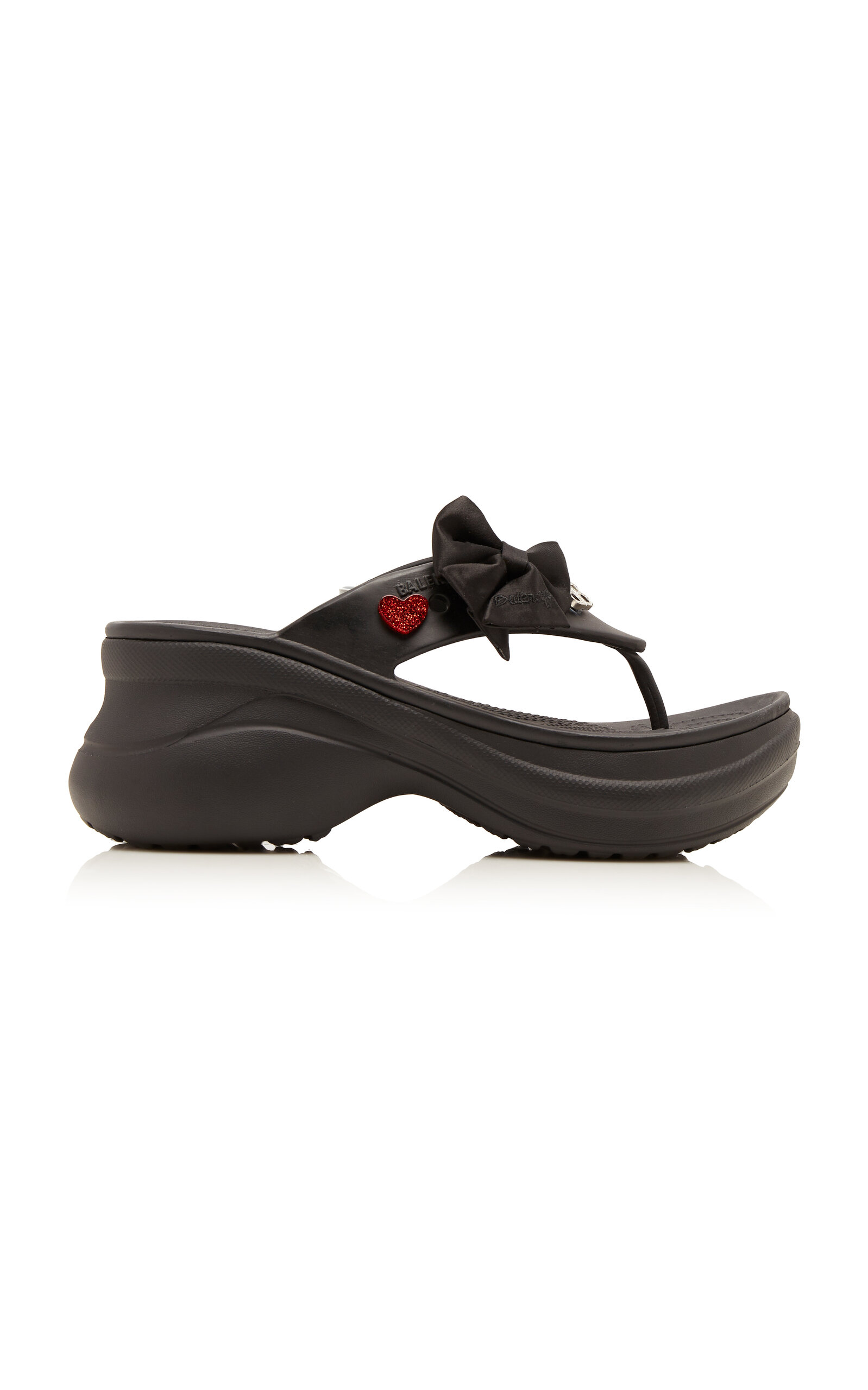 Balenciaga Rubber Sandals With Playful Heart Embellishments In Black