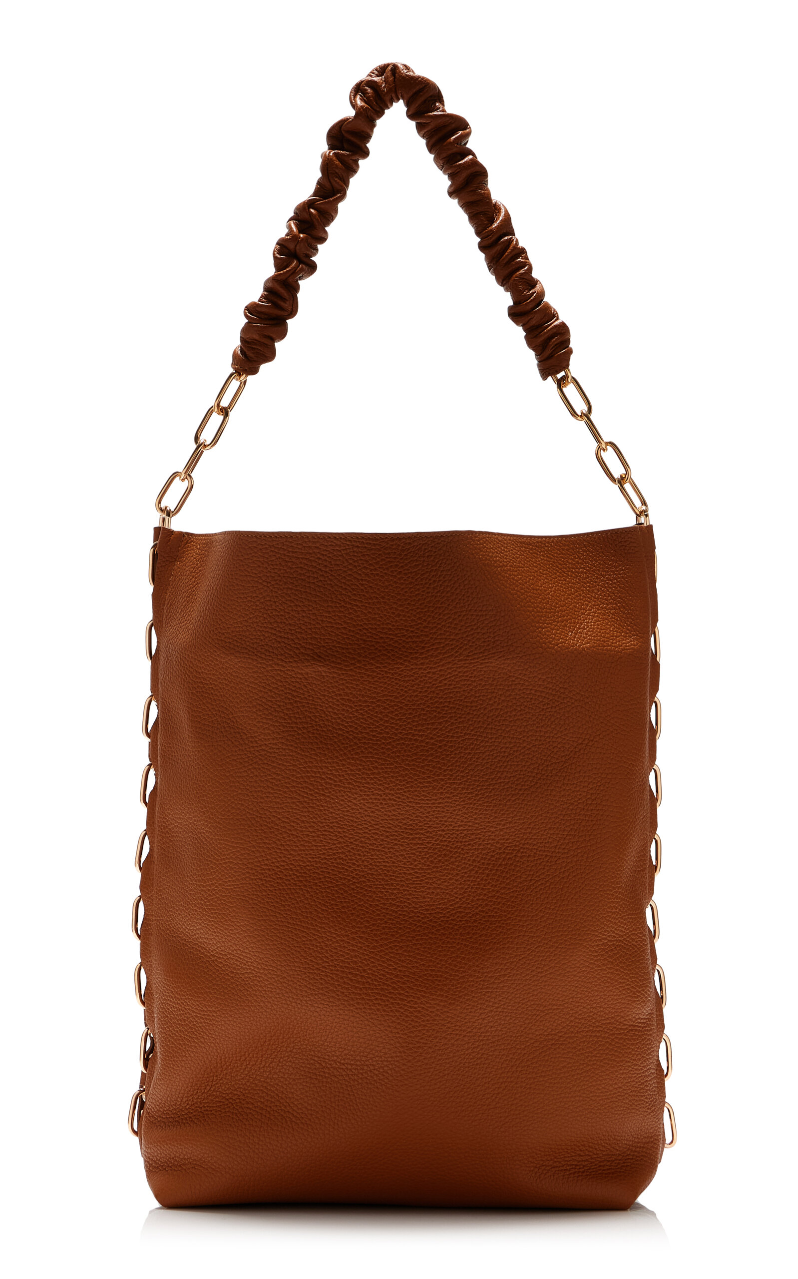 Chain-Detailed Leather Tote Bag