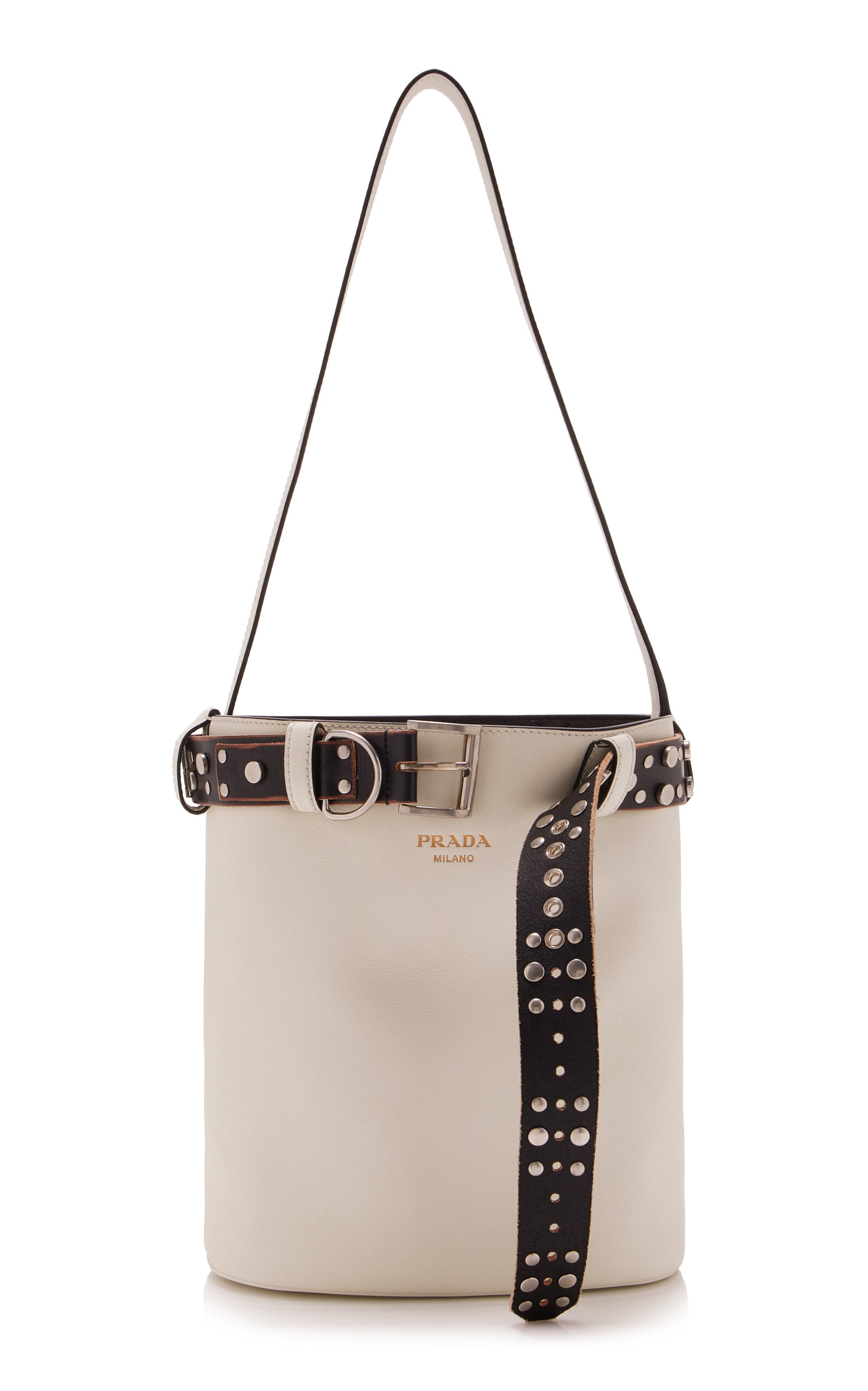 Prada Buckle Leather Bucket Bag - Moda Operandi