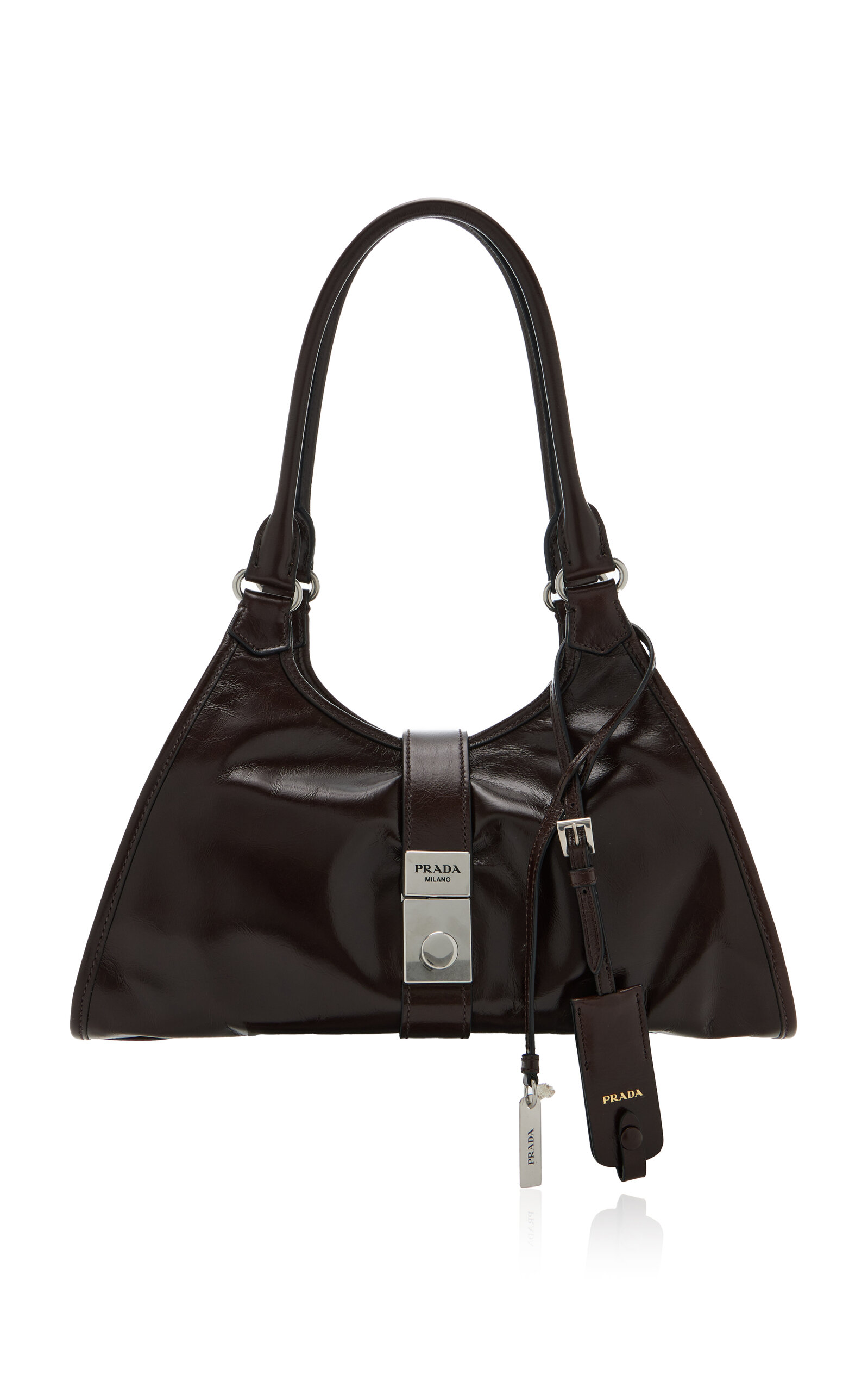 Prada Medium Leather Tote Bag - Brown - OS