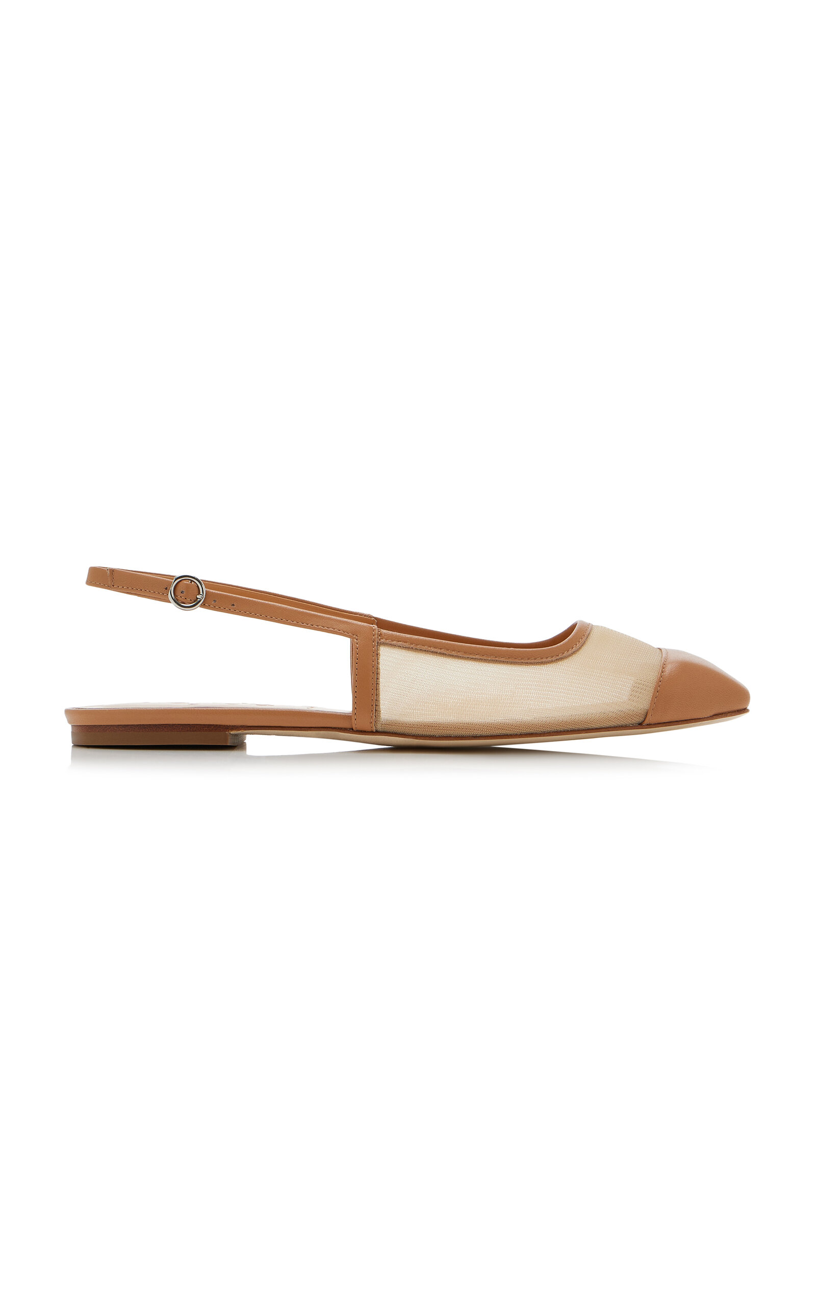 Aeyde Geraldine Mesh Slingback Flats In Neutral