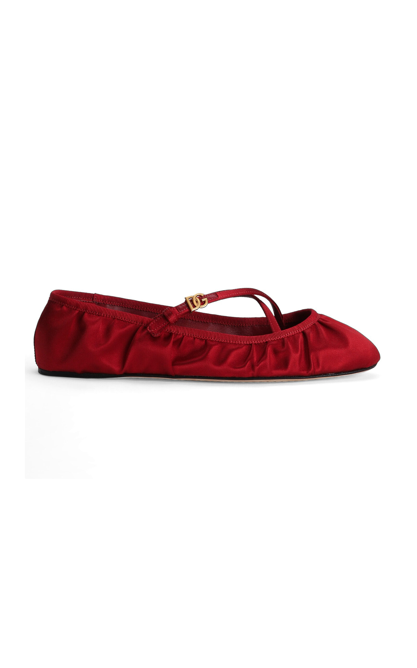 Dolce & Gabbana Ballerinas Satin Leather Sole In Red