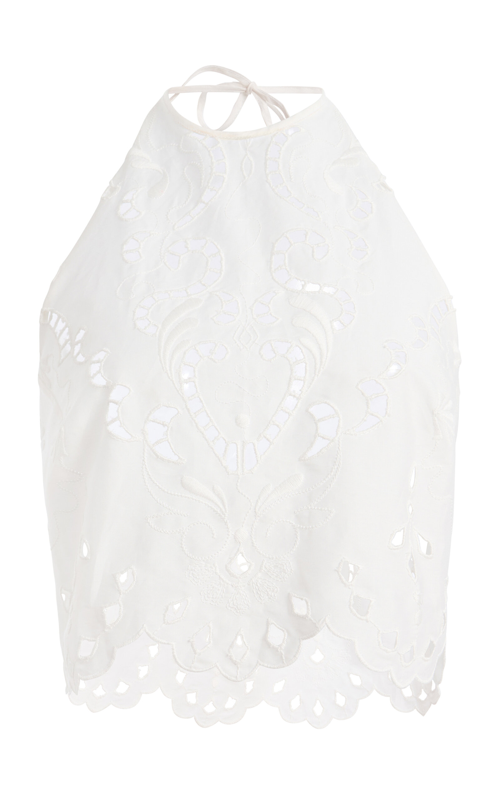 Zuhair Murad Eyelet Cotton Cropped Top - White