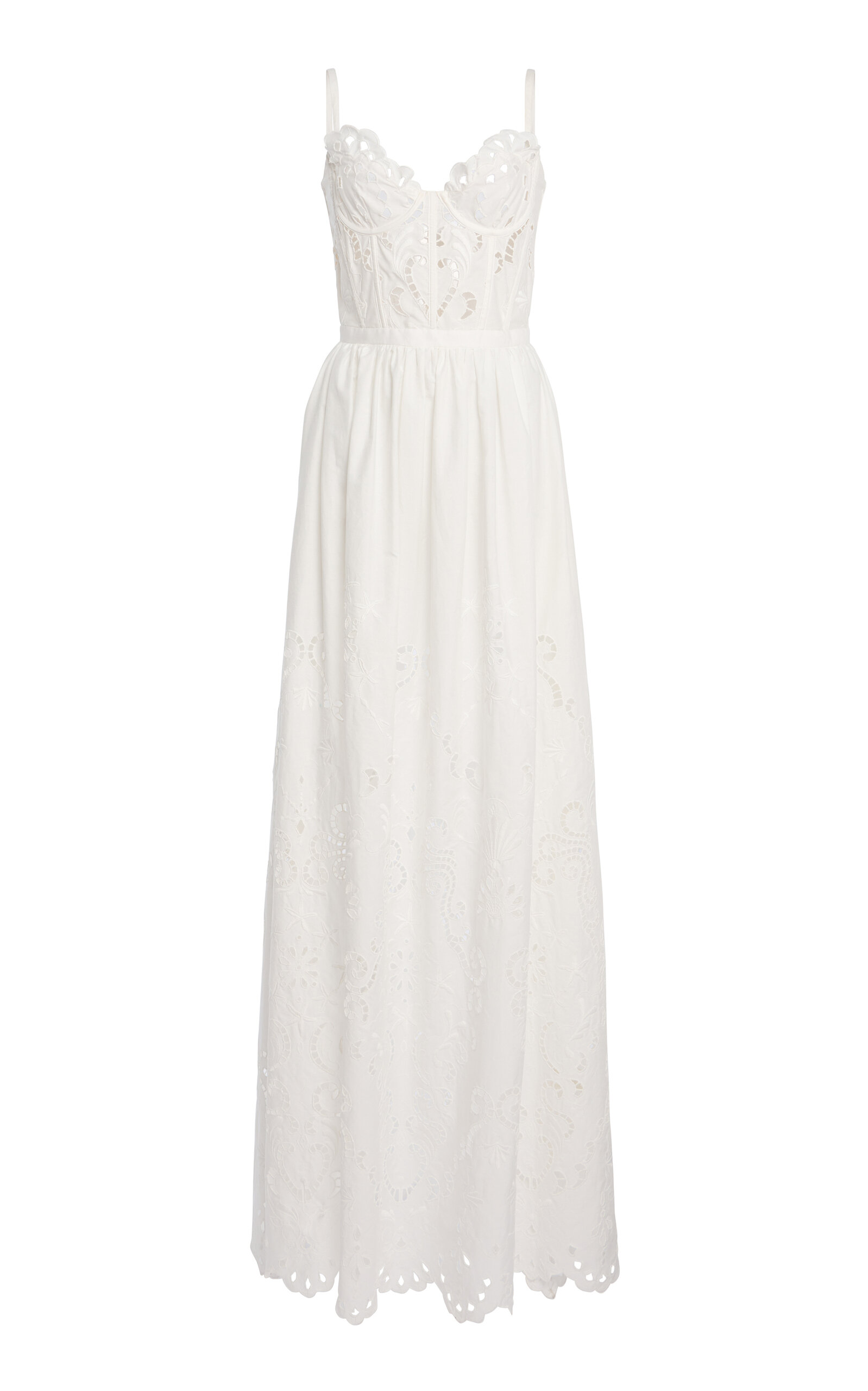 Zuhair Murad Broderie Anglaise Cotton Maxi Dress - White