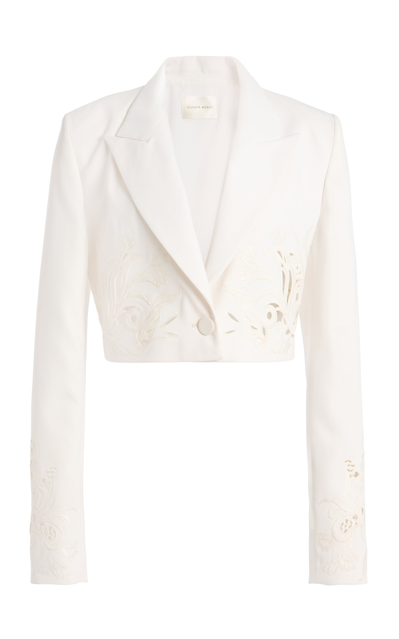 Zuhair Murad Eyelet Cropped Blazer - White