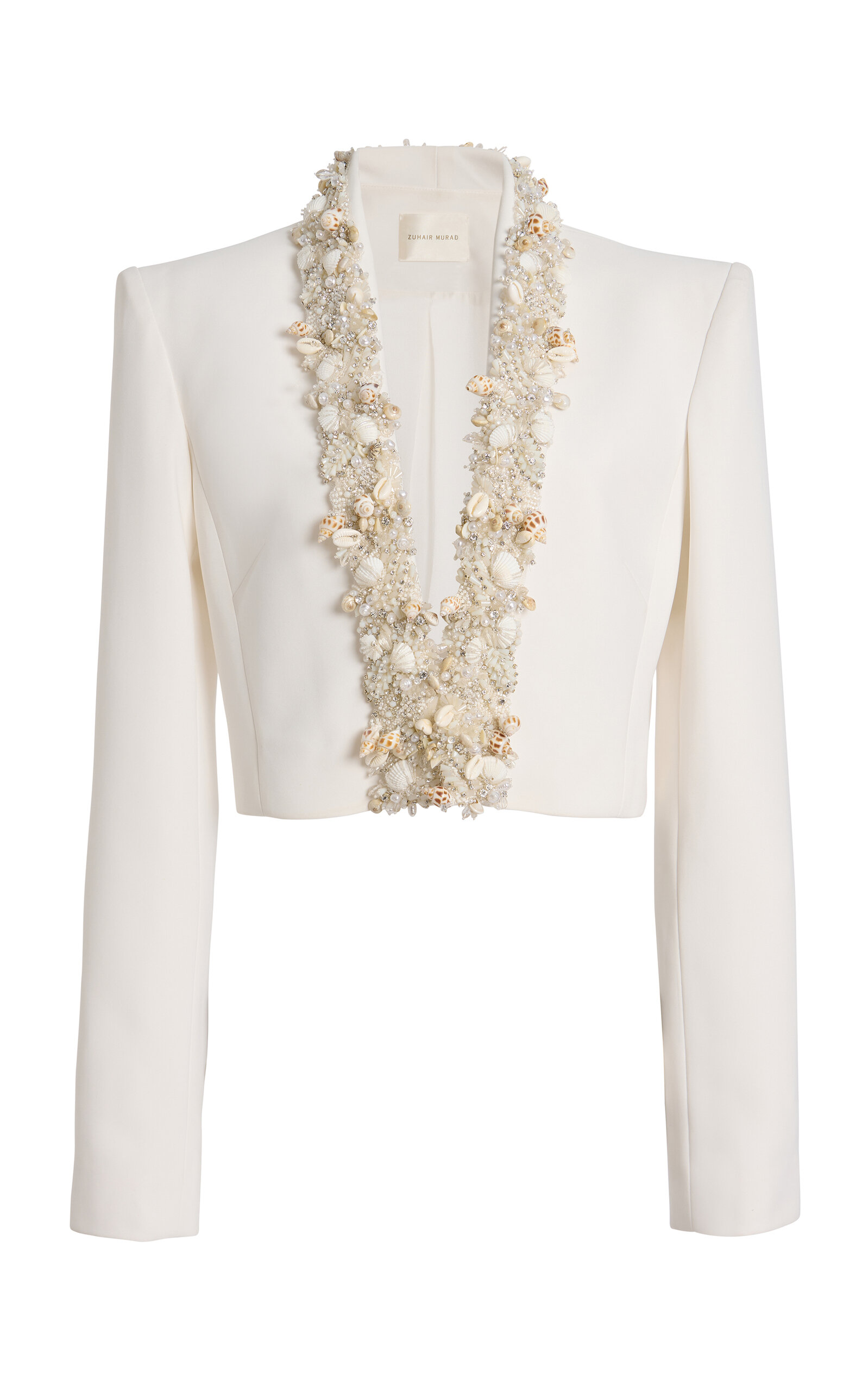 Zuhair Murad Cropped Embellished Jacket - White