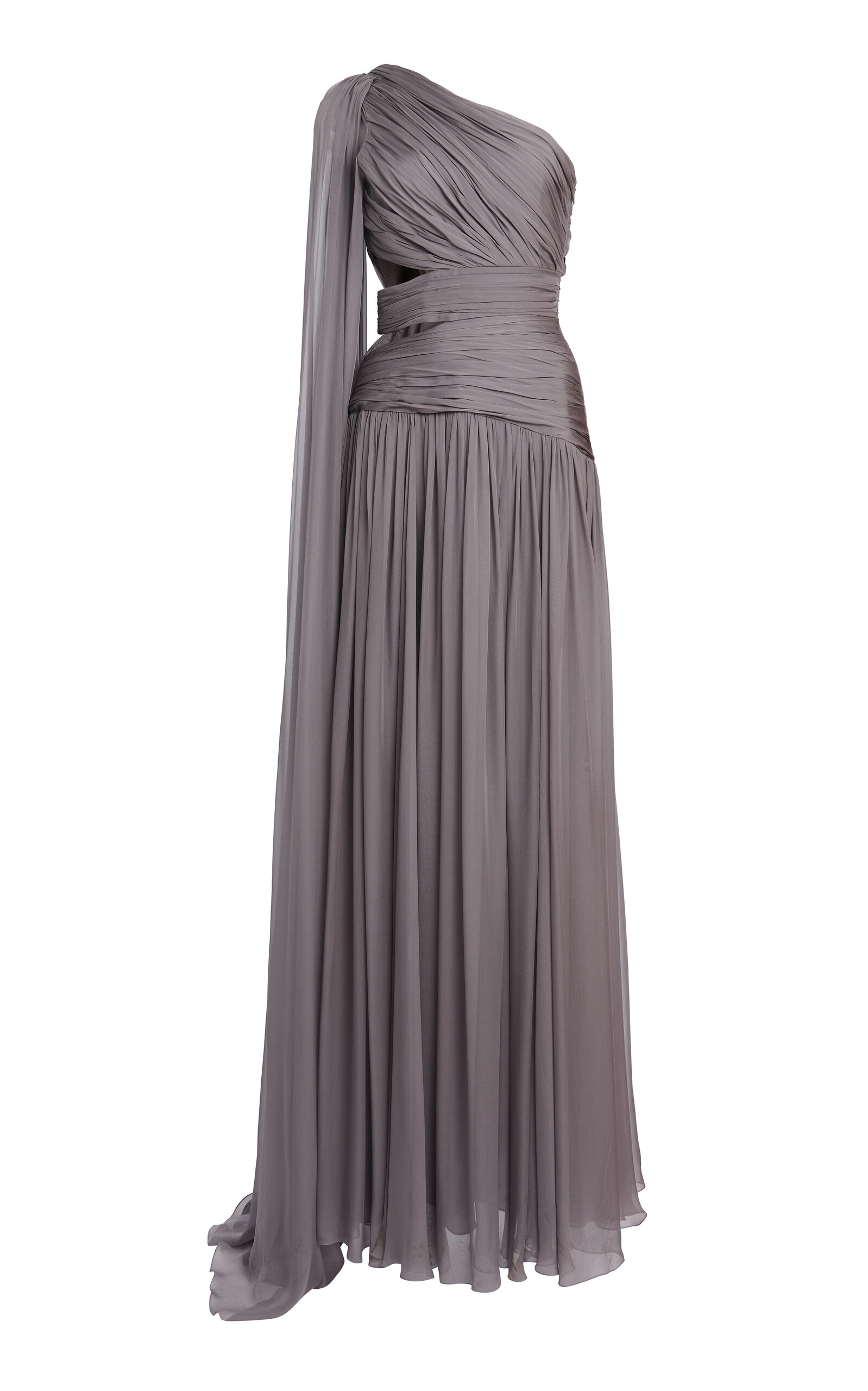 Zuhair Murad Cut-out Draped Silk Gown - Grey - Women's Clothing