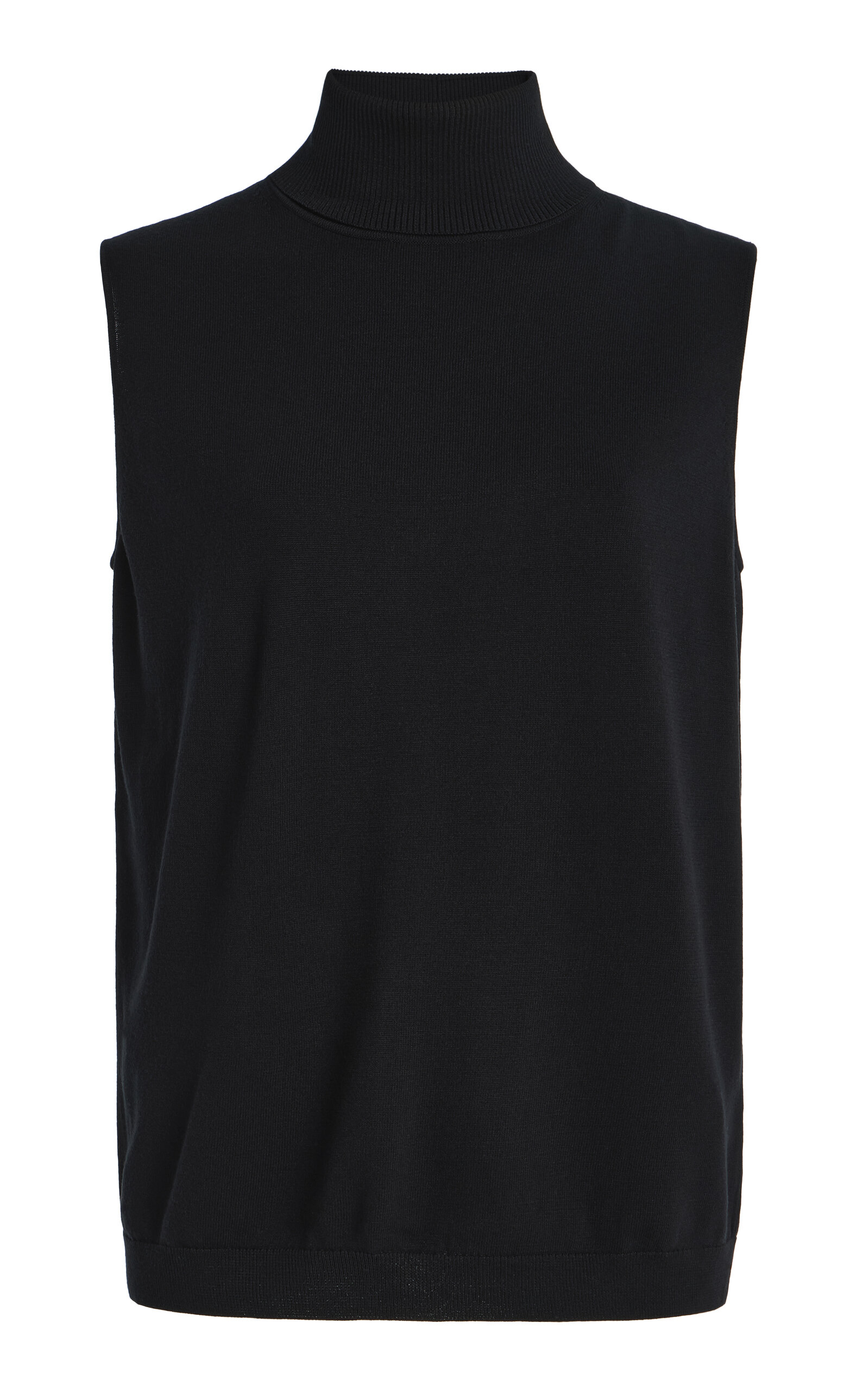 Lafayette 148 Matte-Crepe Turtleneck Top - Black