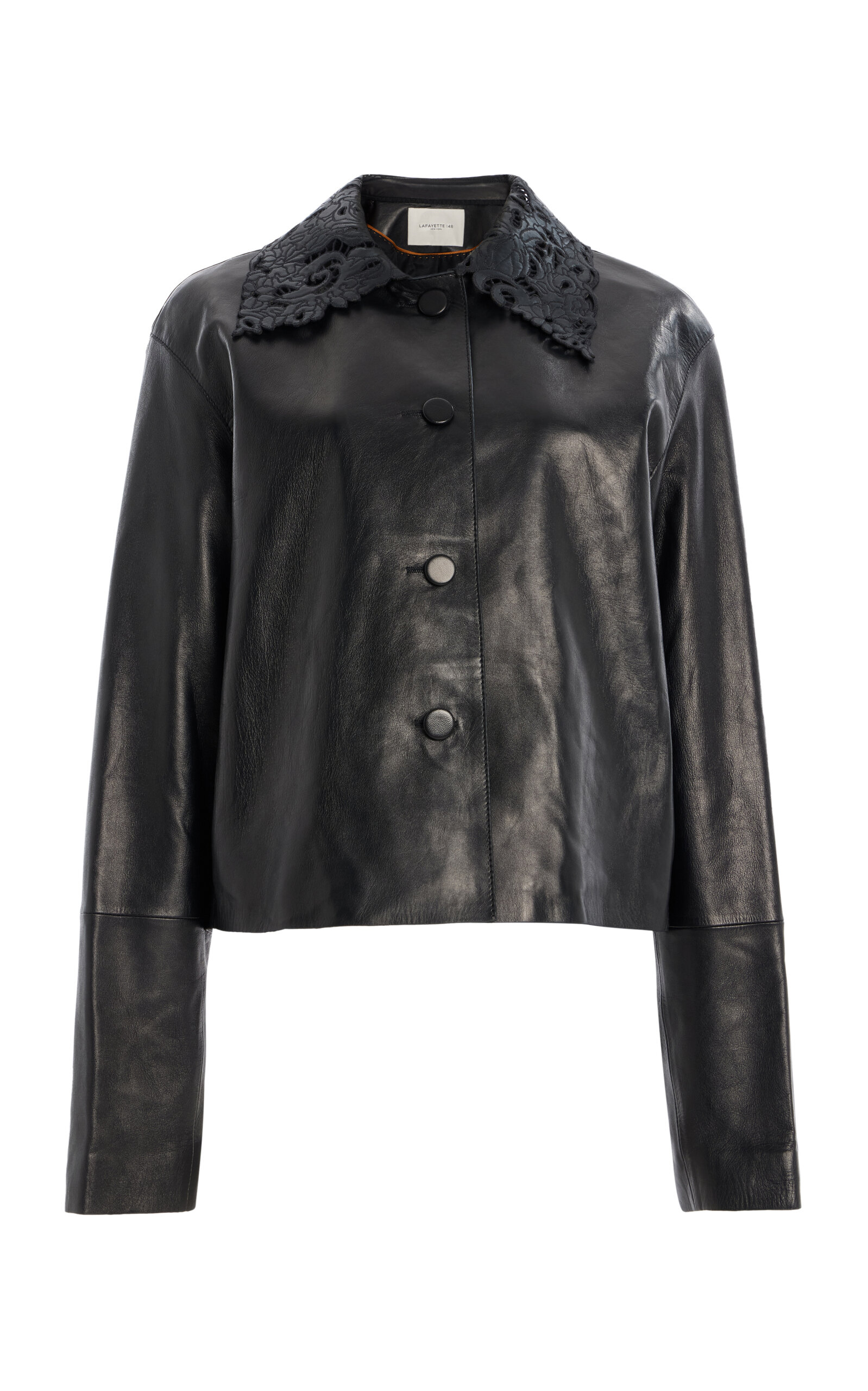Detachable-Collar Leather Jacket