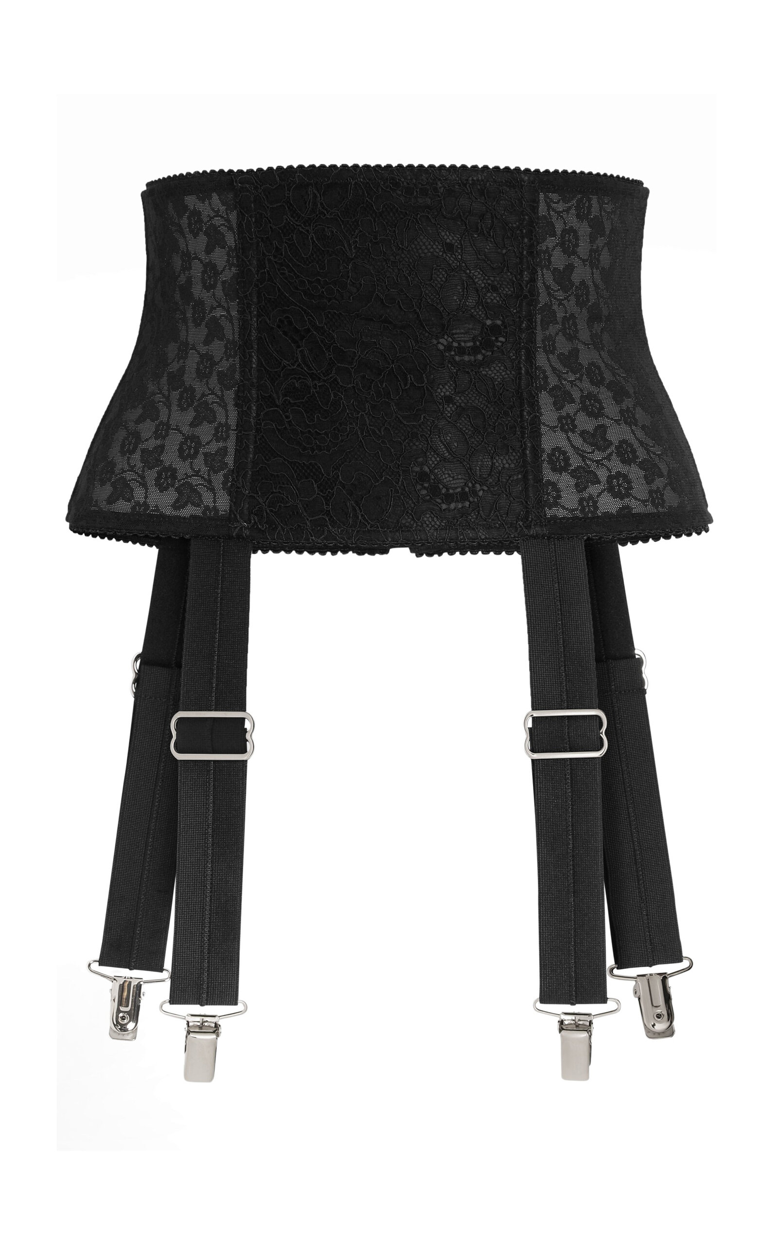Dolce & Gabbana Stretch Marquisette Corset Belt With Garters In Black