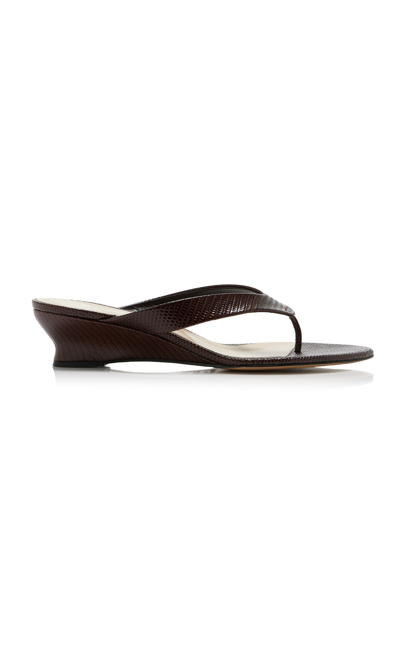 LE MONDE BERYL MICRO-WEDGE SNAKE-EFFECT LEATHER MULES