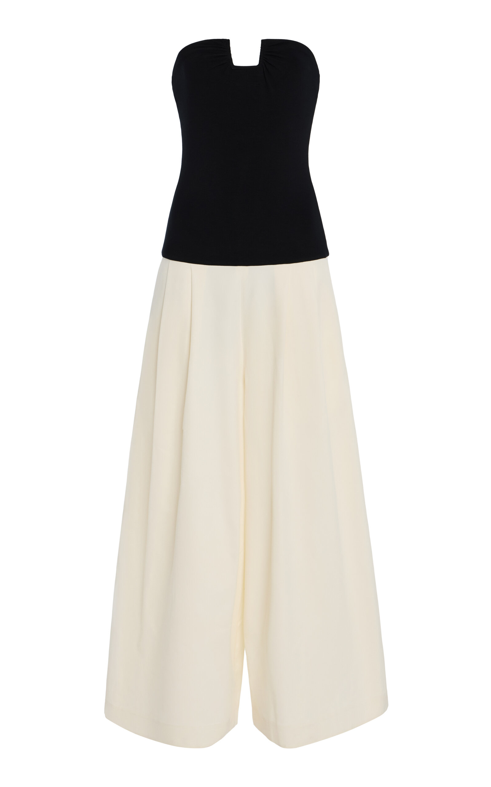 BEVZA Carolyn Strapless Silk Wide-Leg Jumpsuit