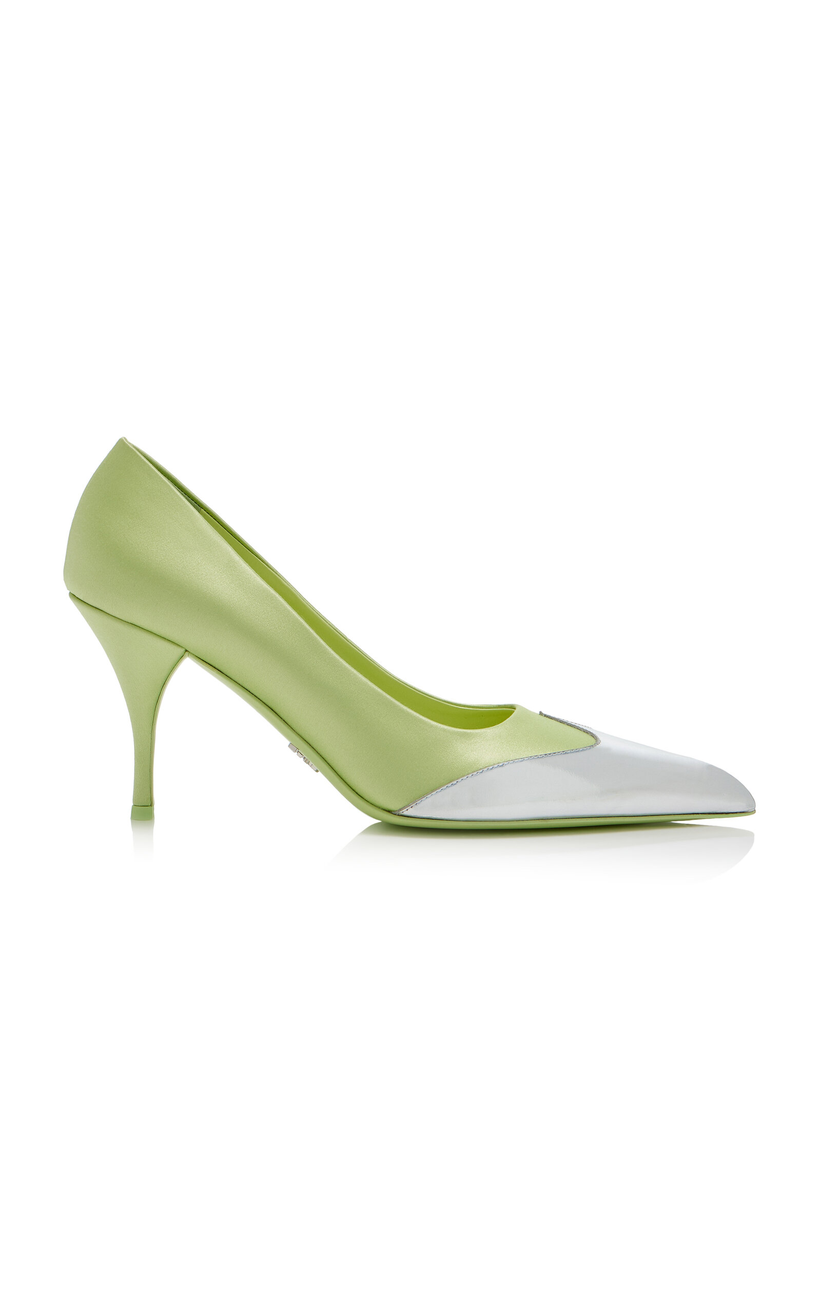 Prada Leather-Tipped Satin Pumps