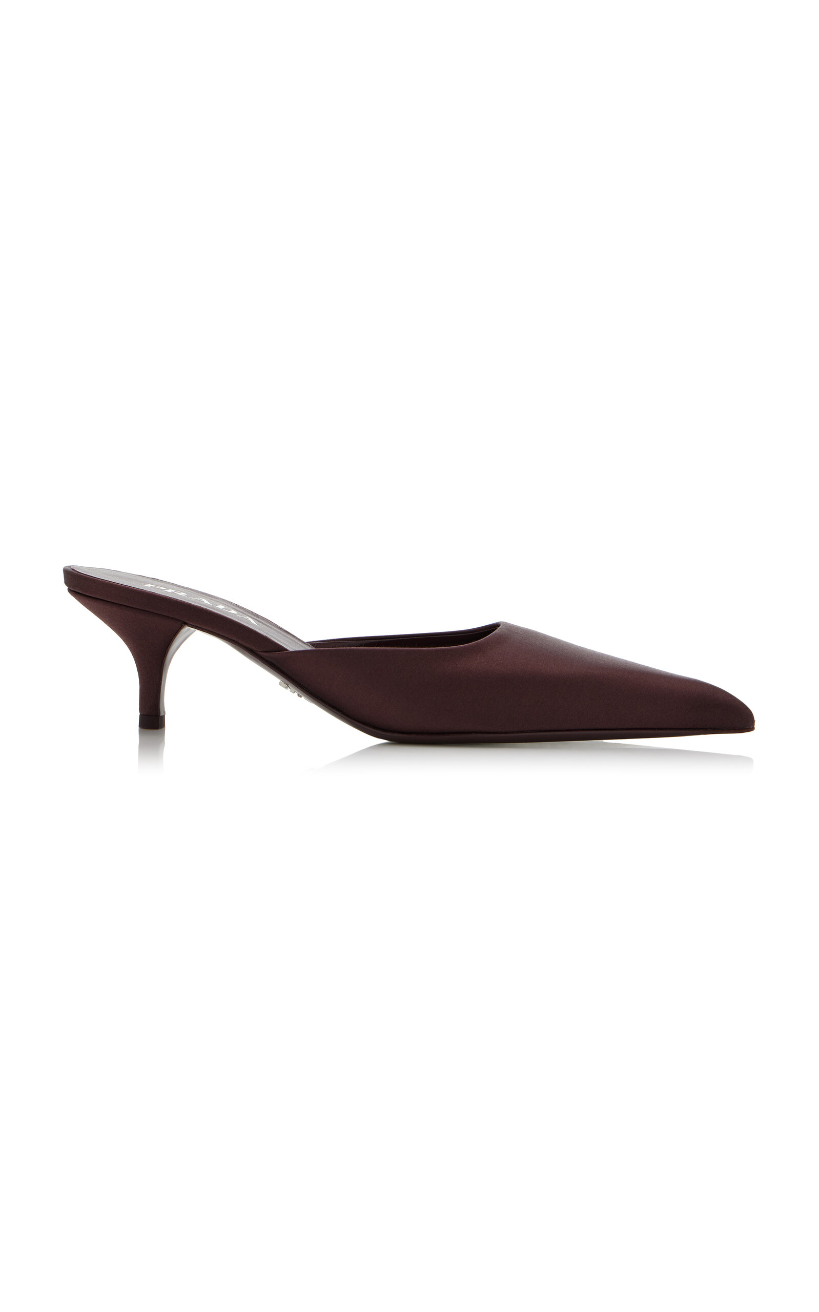 Prada Satin Mules Kitten Heel Pointed Toe