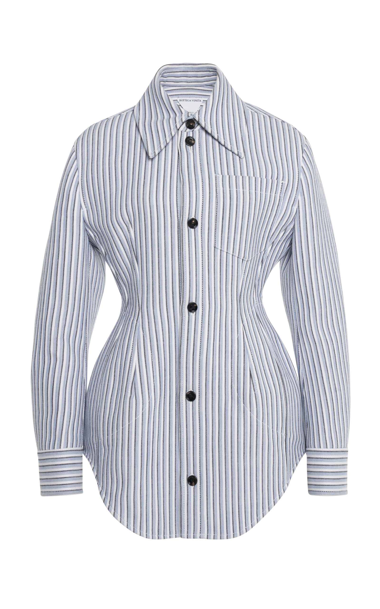 Bottega Veneta Light Structured Cotton Stripe Jacket In Stripe