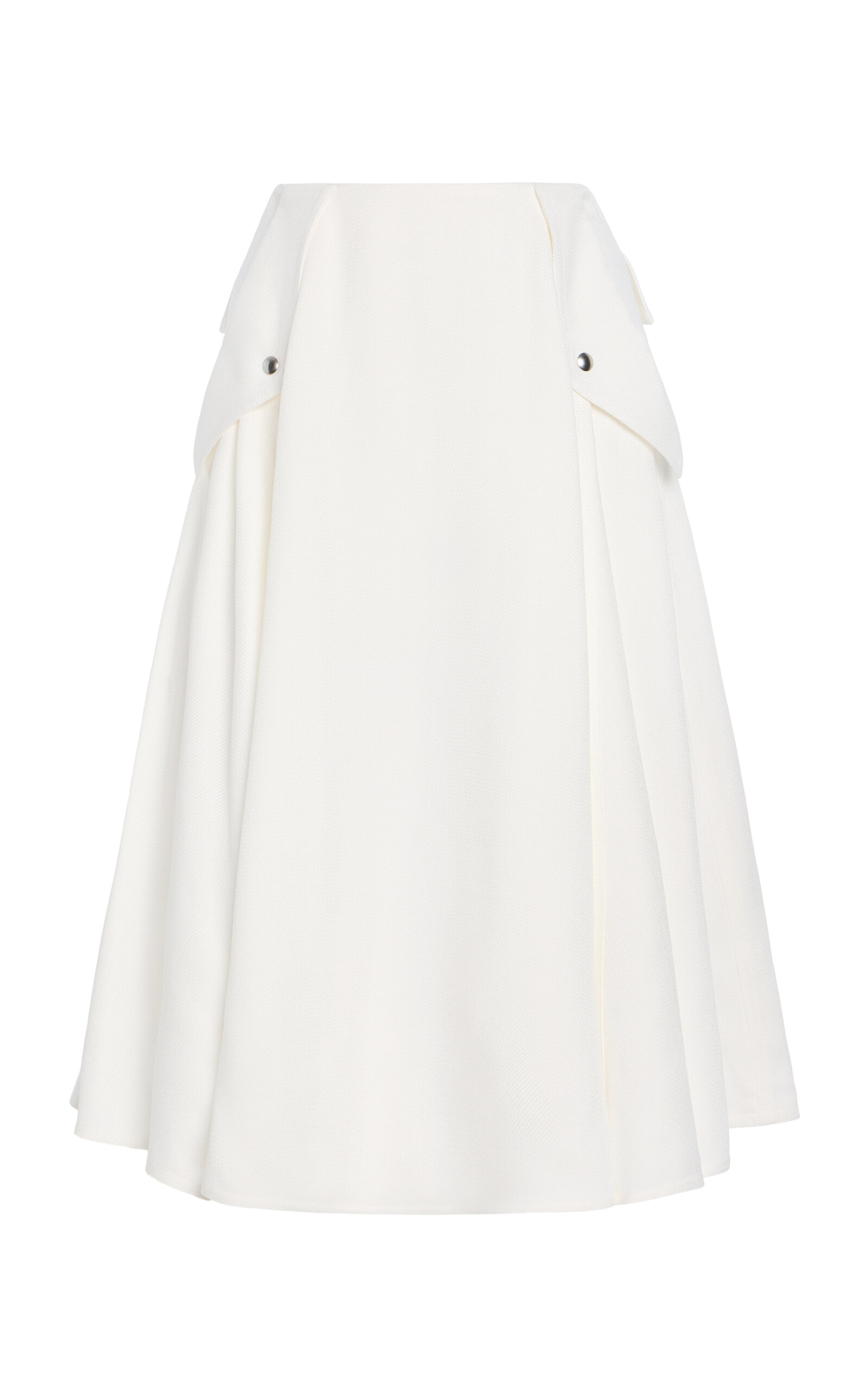 Shop Bottega Veneta Pleated Twill Midi Skirt