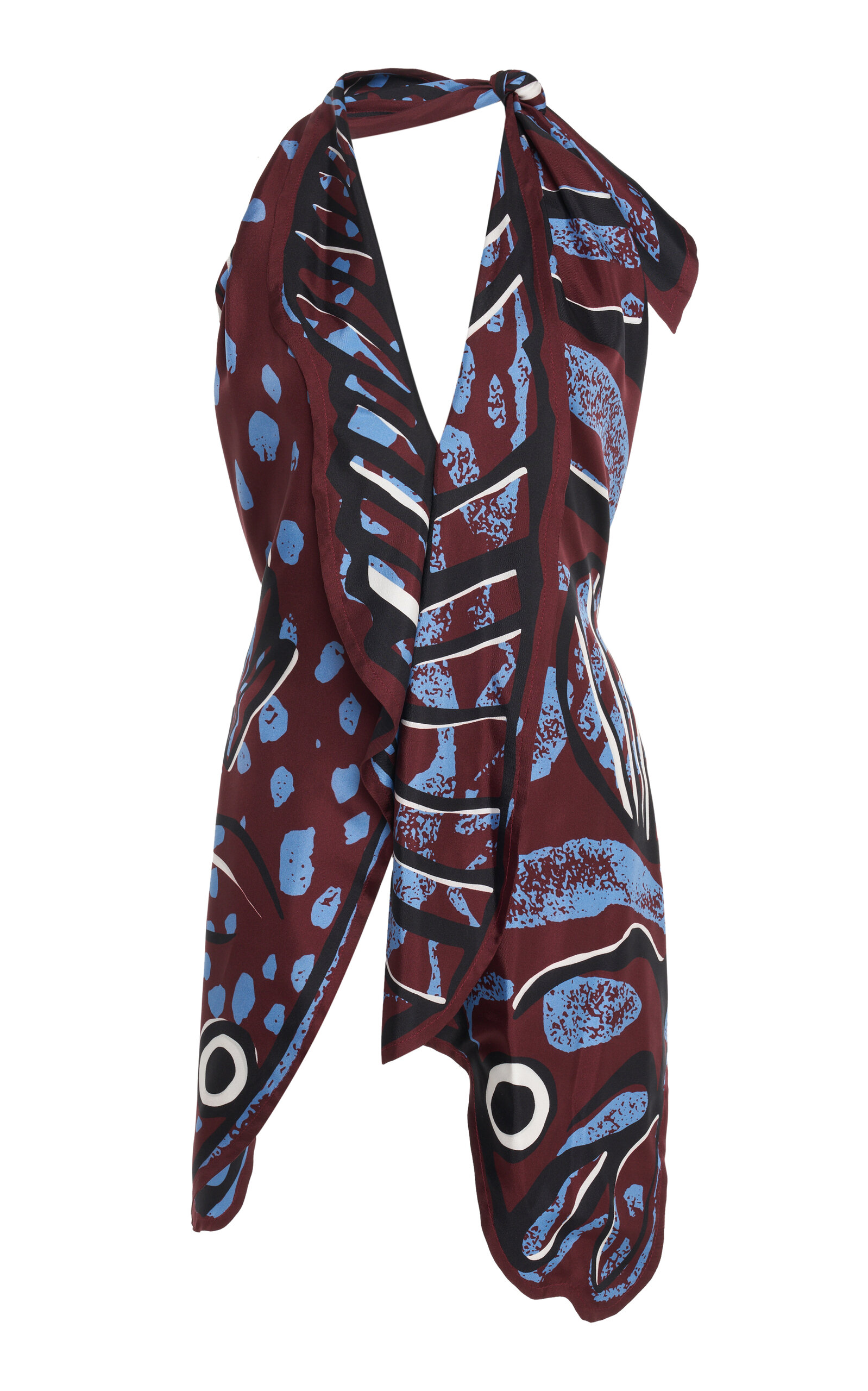 Shop Bottega Veneta Silk Twill Fish Cut Top In Multi