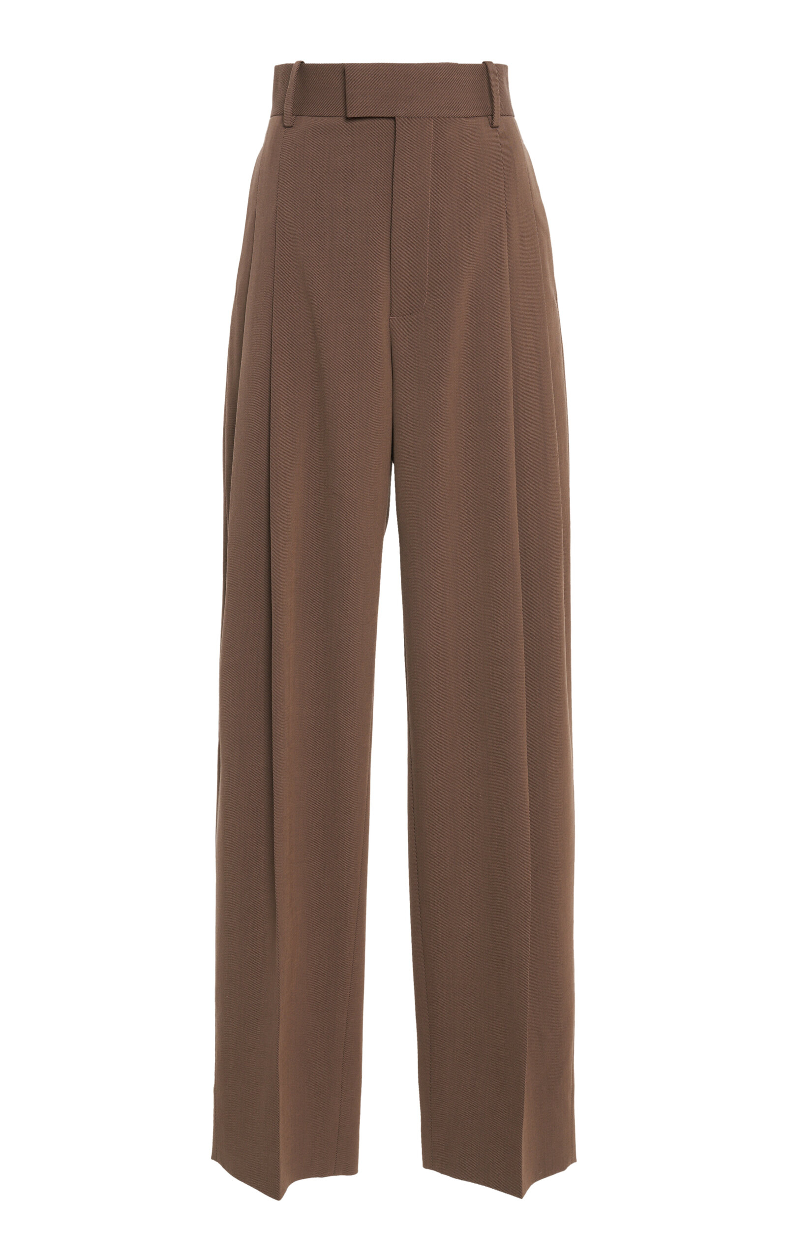 Stretch Melange Wool Straight-Leg Pants