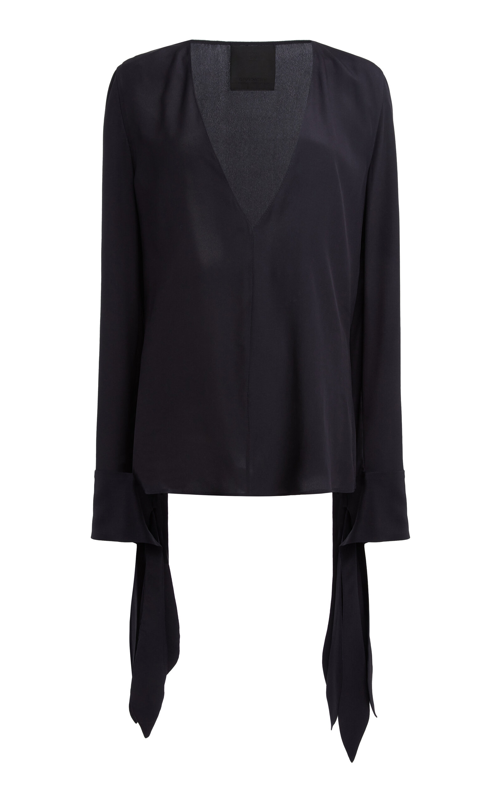 Givenchy - Bow-Cuff Silk Top - Black - FR 42 - Moda Operandi