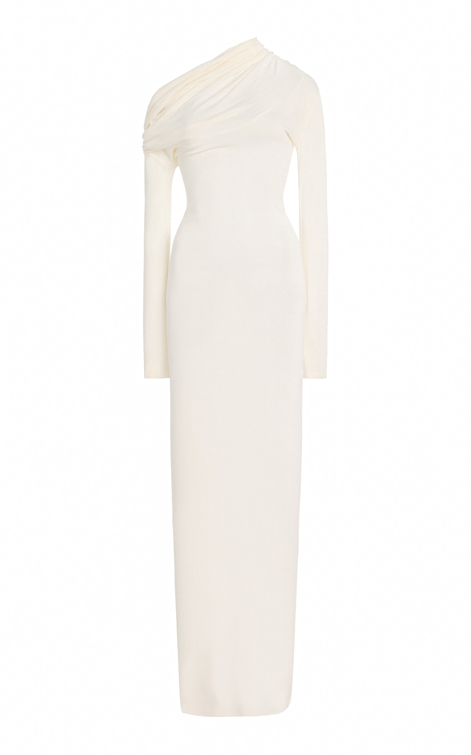 Aya Muse Zenith Off-The-Shoulder Draped Silk-Blend Maxi Dress - White